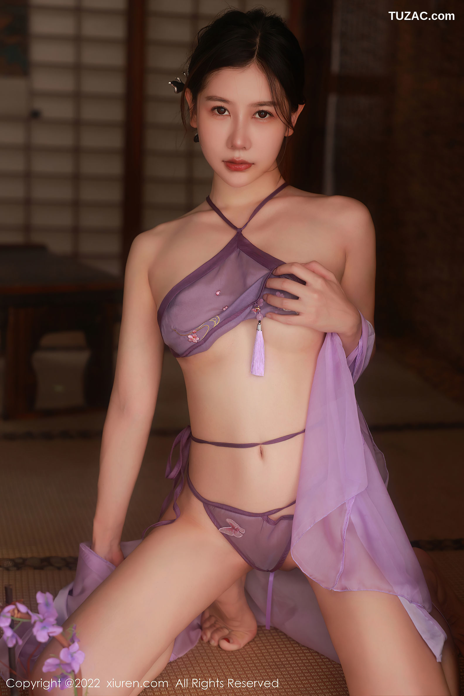 XiuRen-No.5642-尹甜甜-紫纱古风亵衣内裤琵琶女