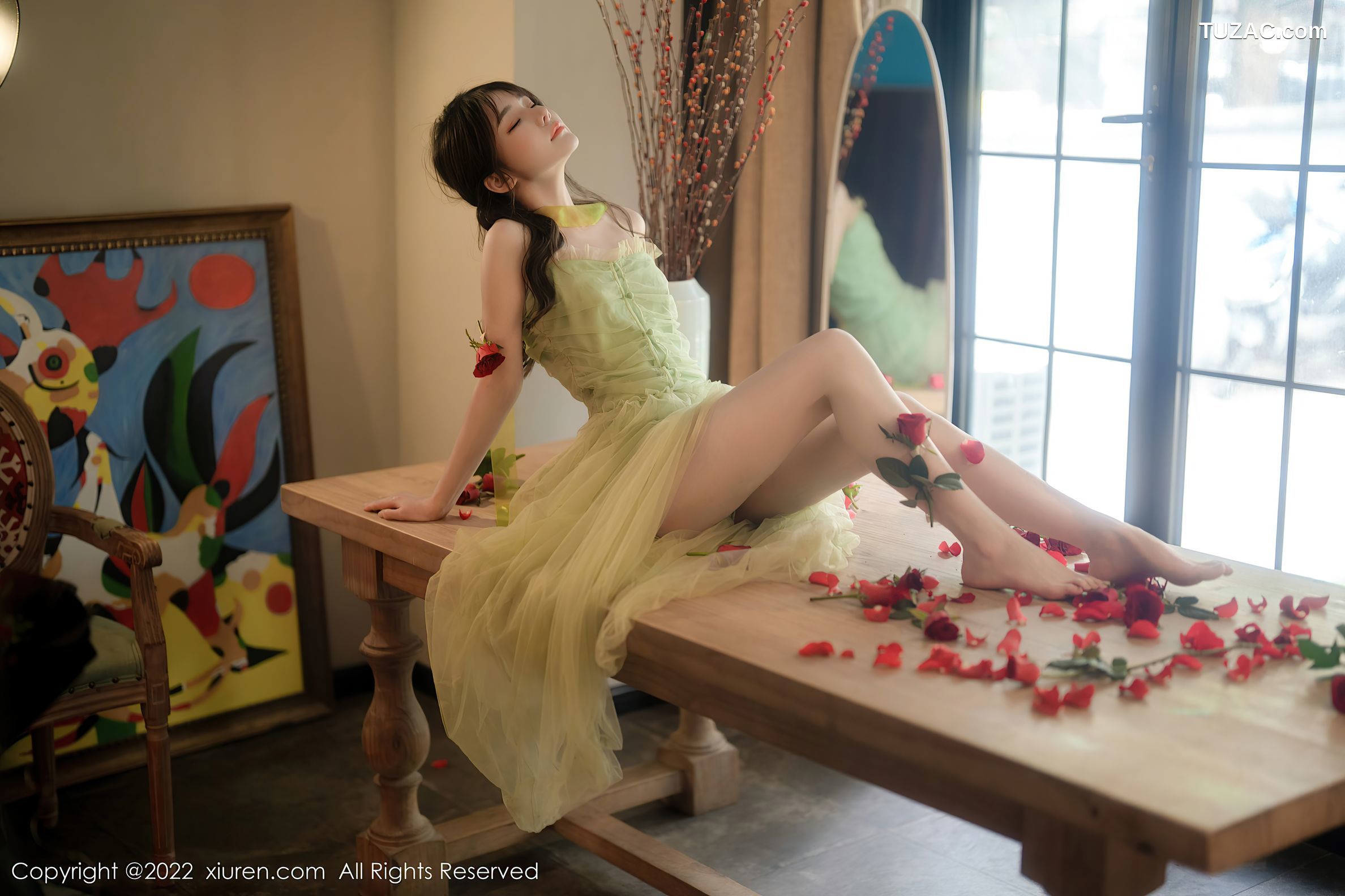 XiuRen-No.5875-婠婠么-绿纱裙鲜花公主