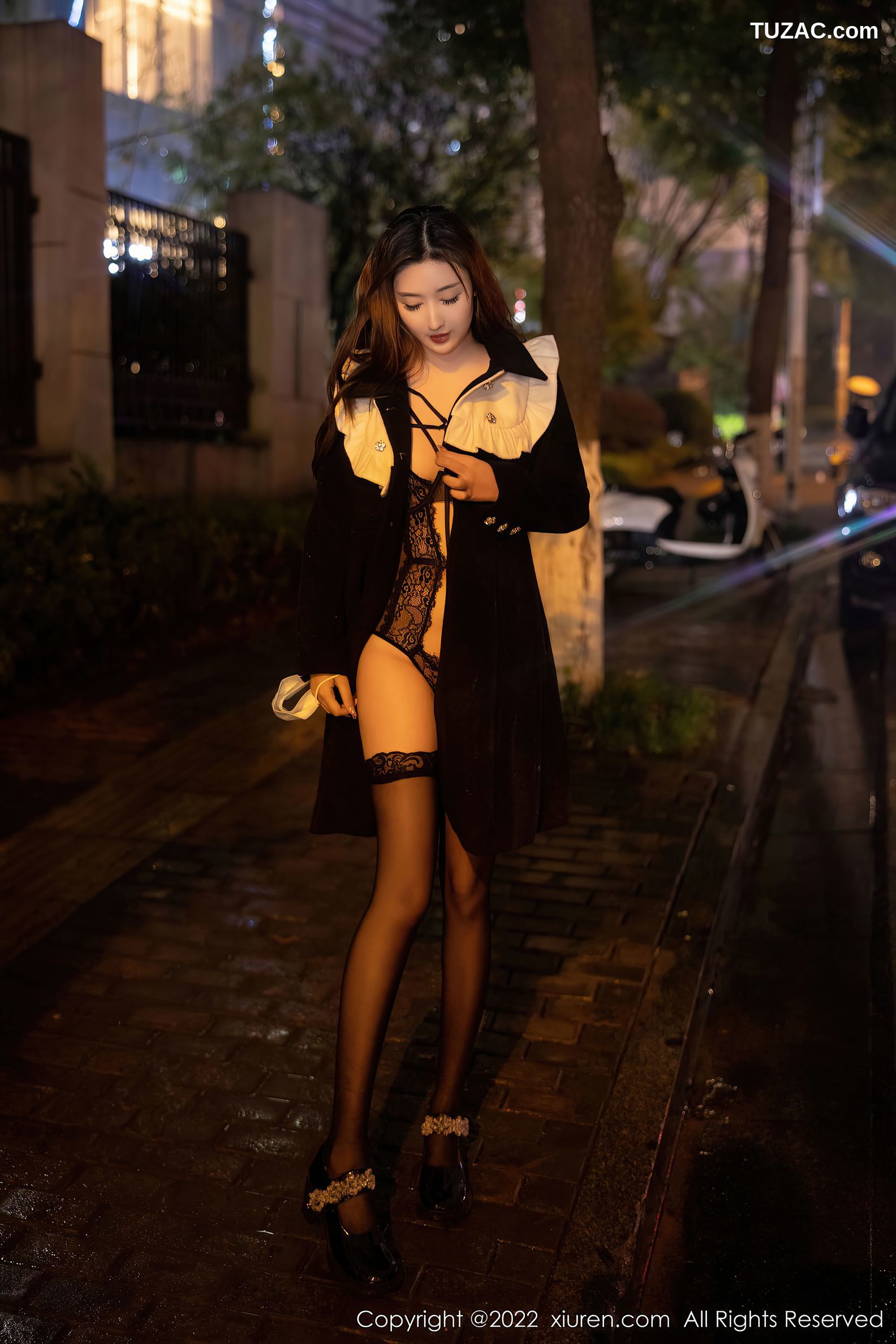 XiuRen-No.5984-江真真-浴缸场景性感黑色蕾丝内衣