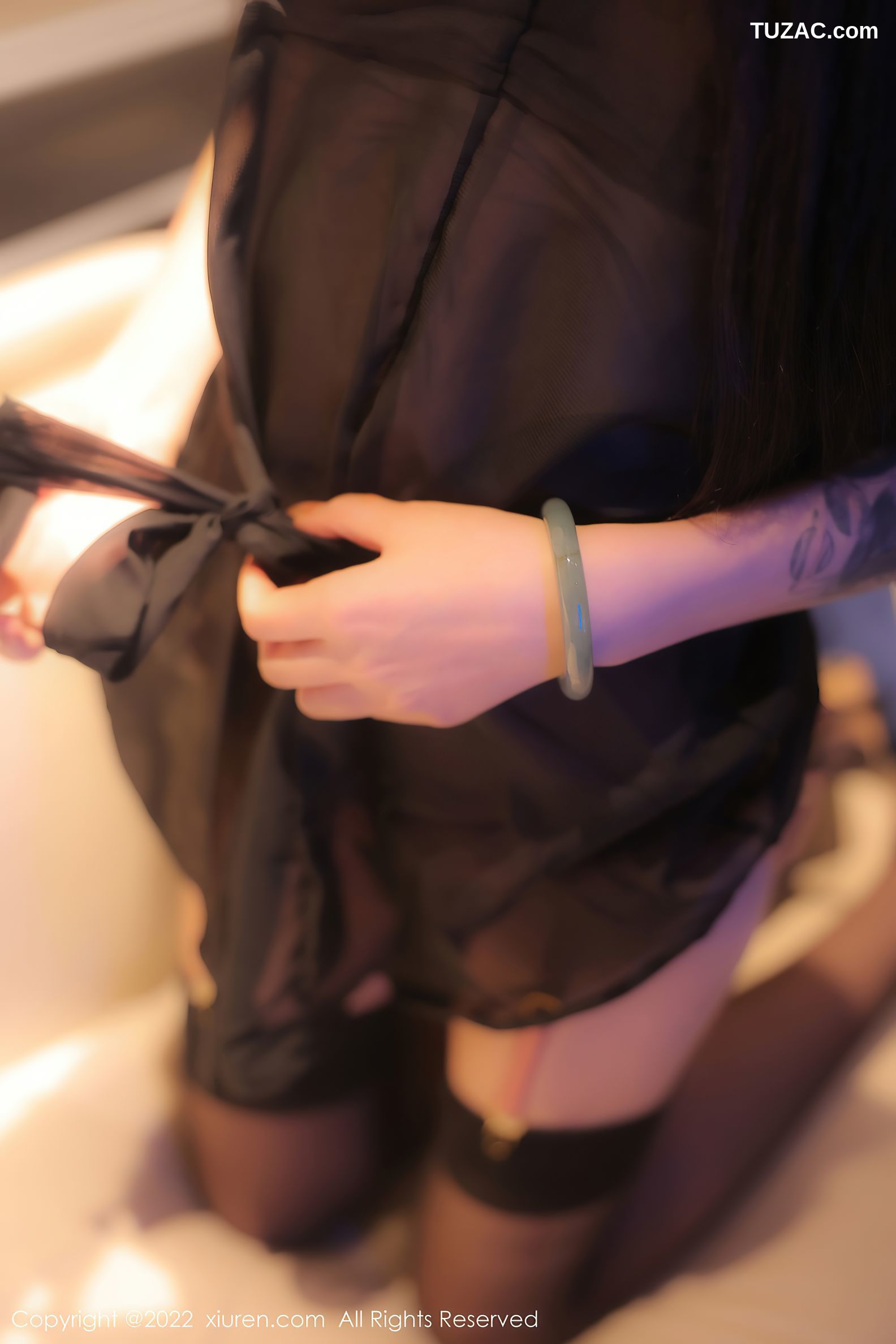XiuRen秀人网-6030-77qiqi-黑衬衣性感淡红轻透内衣