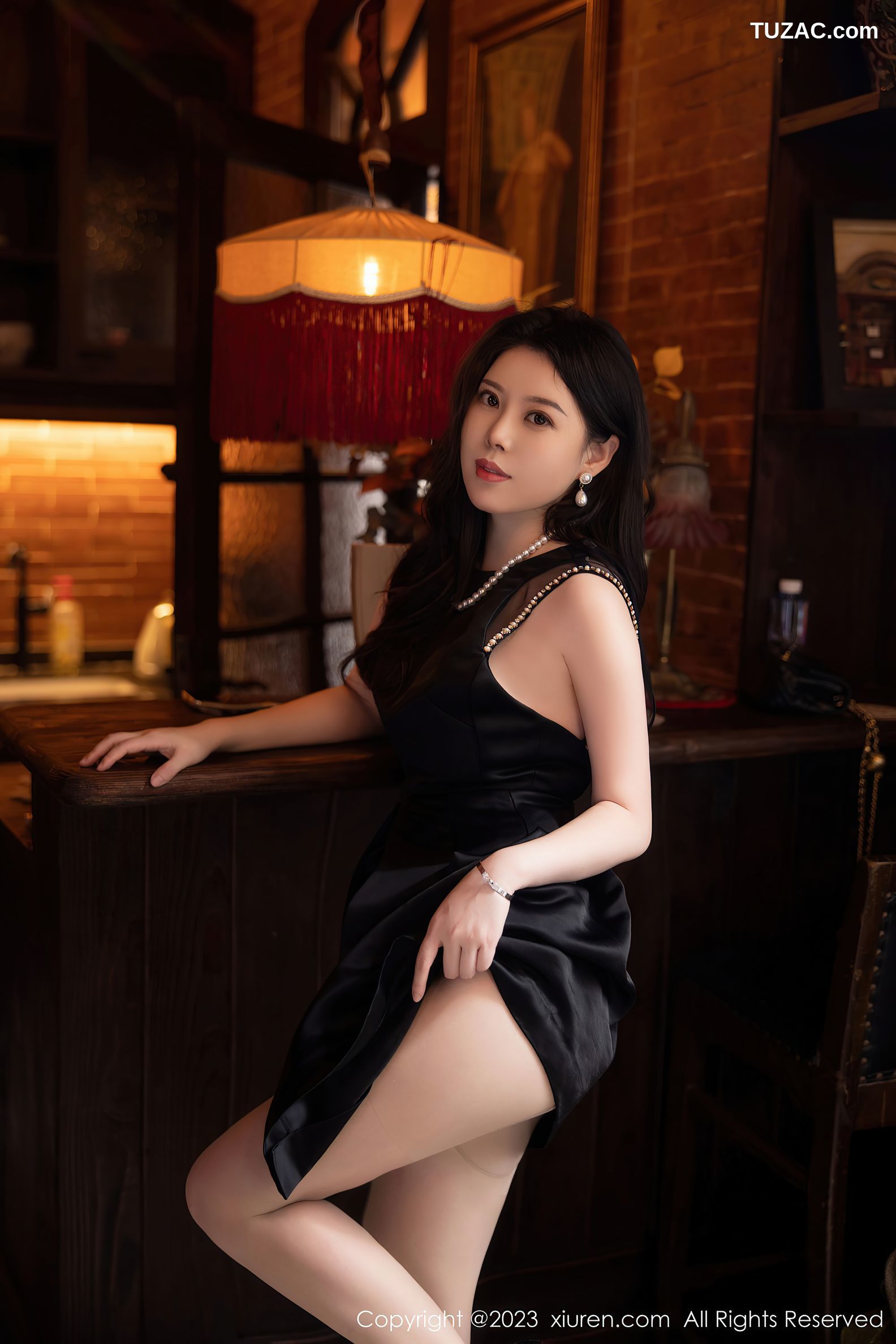 XiuRen秀人网-6089-白茹雪-连衣裙红色蕾丝内衣