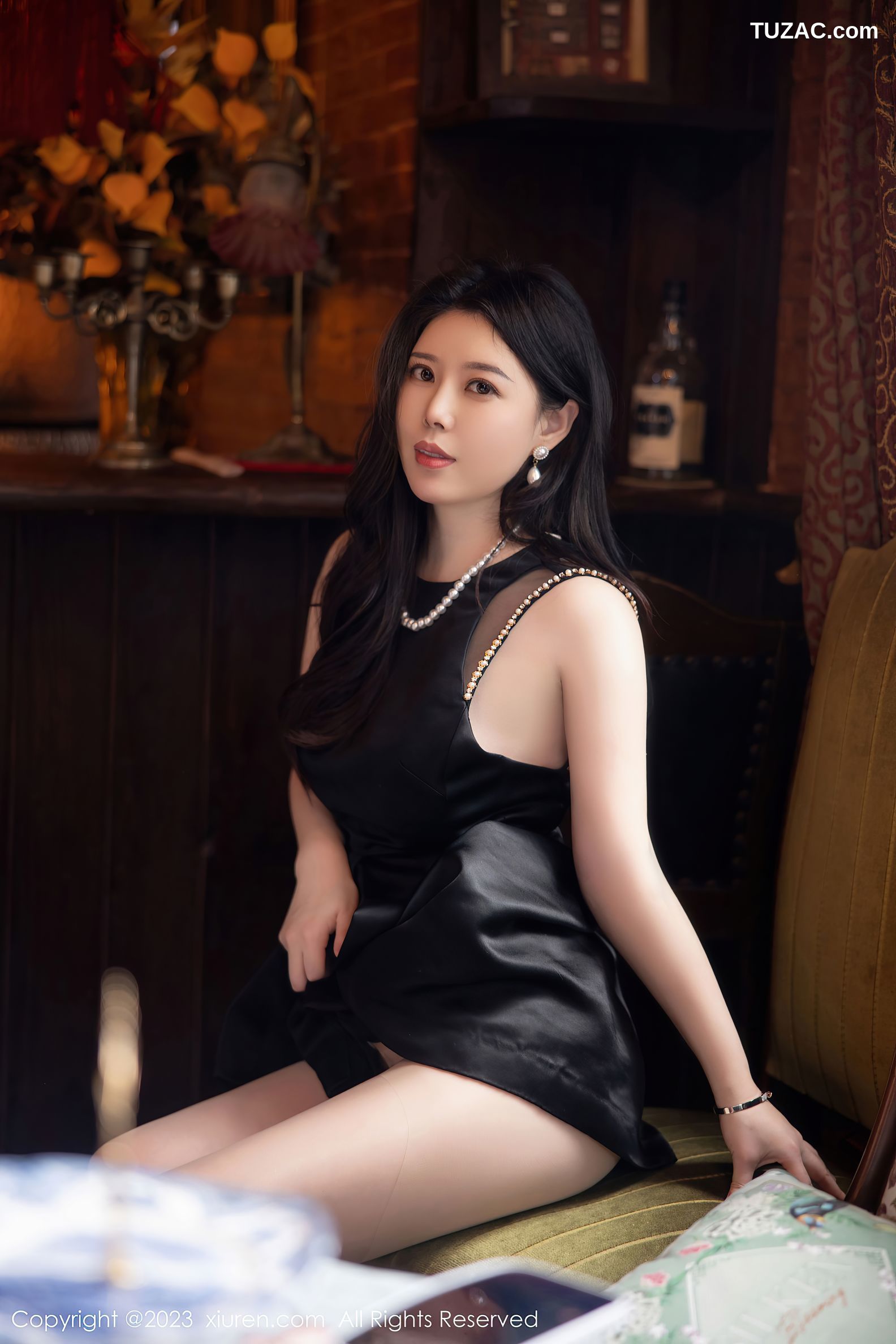 XiuRen秀人网-6089-白茹雪-连衣裙红色蕾丝内衣