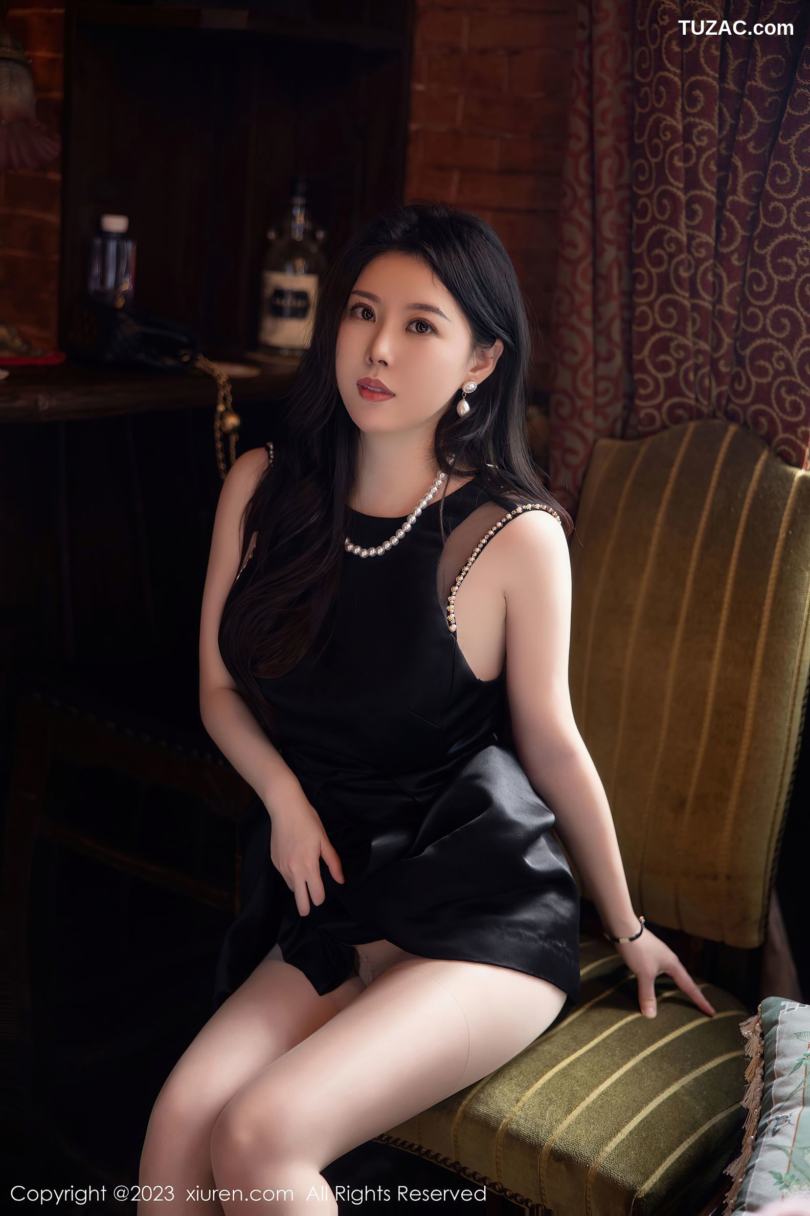 XiuRen秀人网-6089-白茹雪-连衣裙红色蕾丝内衣