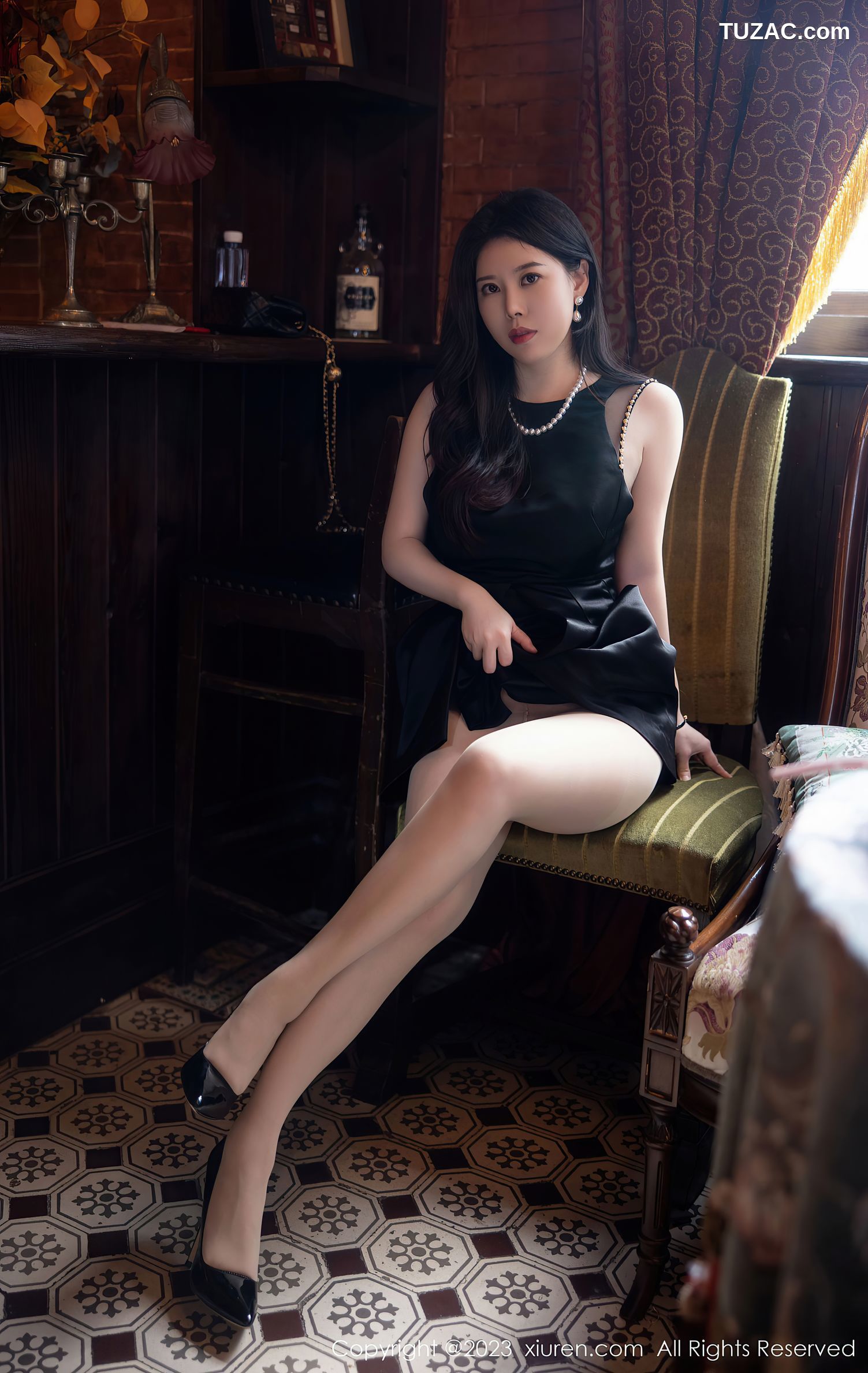 XiuRen秀人网-6089-白茹雪-连衣裙红色蕾丝内衣