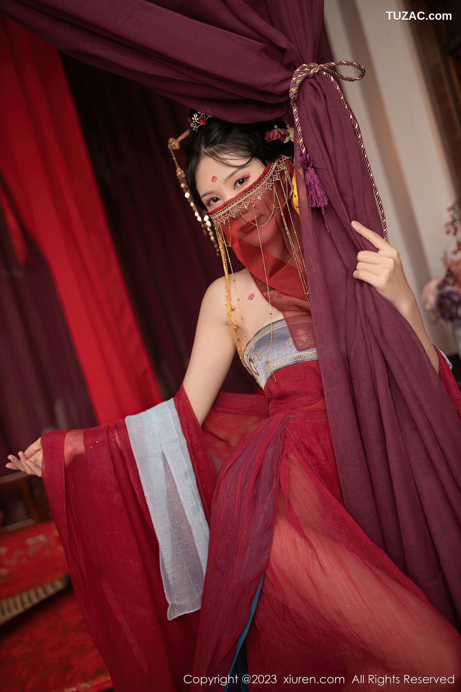 XiuRen秀人网-6154-利世-歌姬角色扮演红色古装低胸服