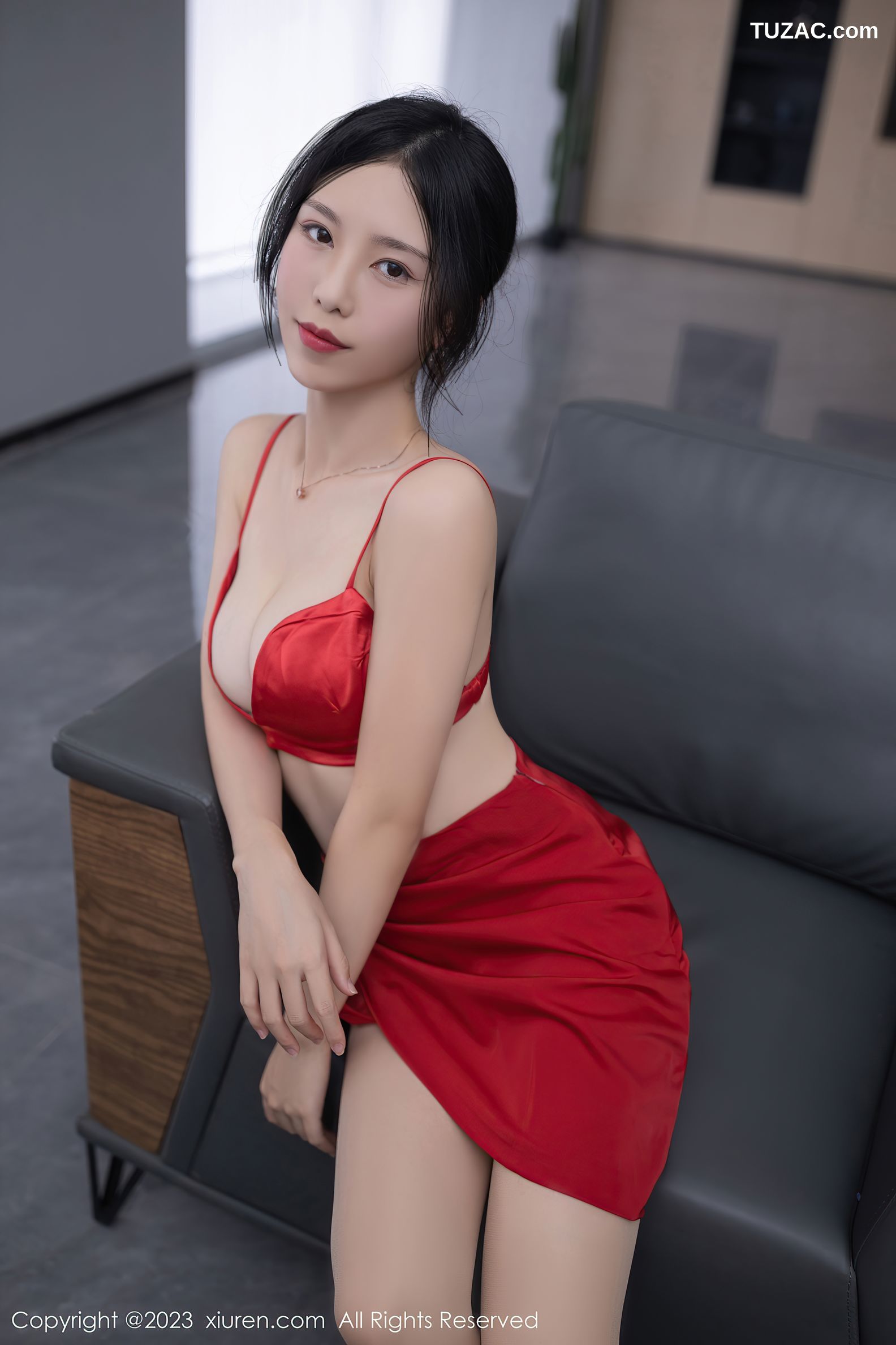 XiuRen秀人网-6189-利世-女老板角色红色薄透上衣红短裙红色内衣