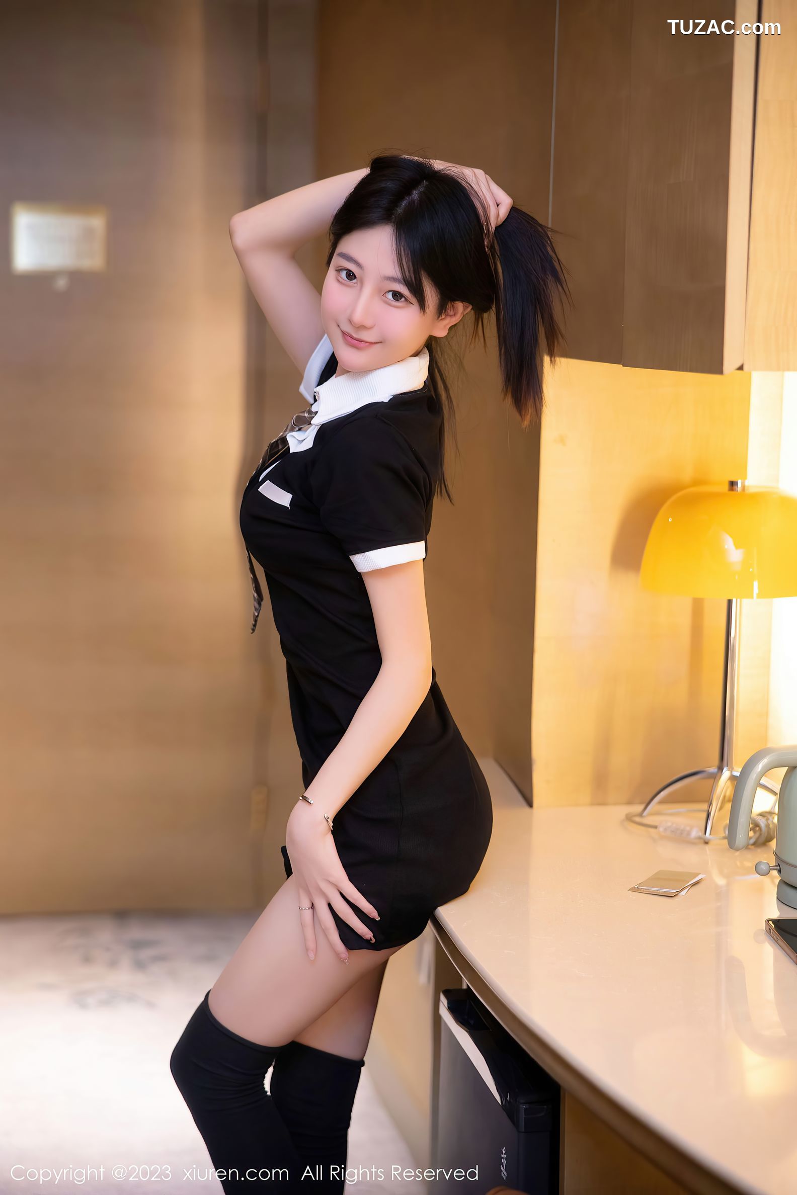 XiuRen秀人网-6210-谢小蒽-学生制服白色蕾丝内衣
