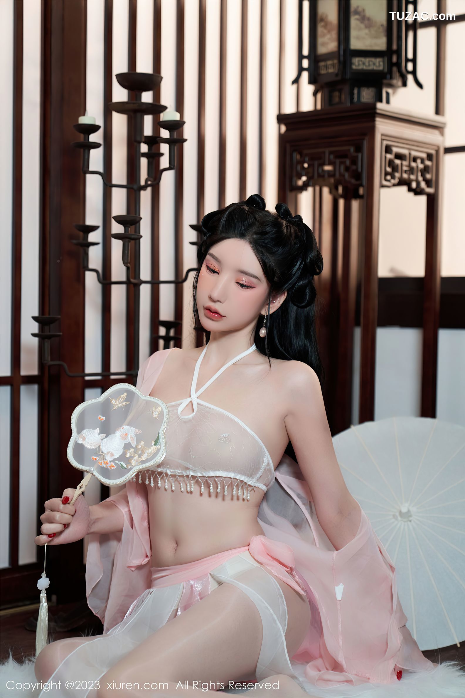 XiuRen秀人网-6217-周于希-粉色古装服饰超薄肉丝