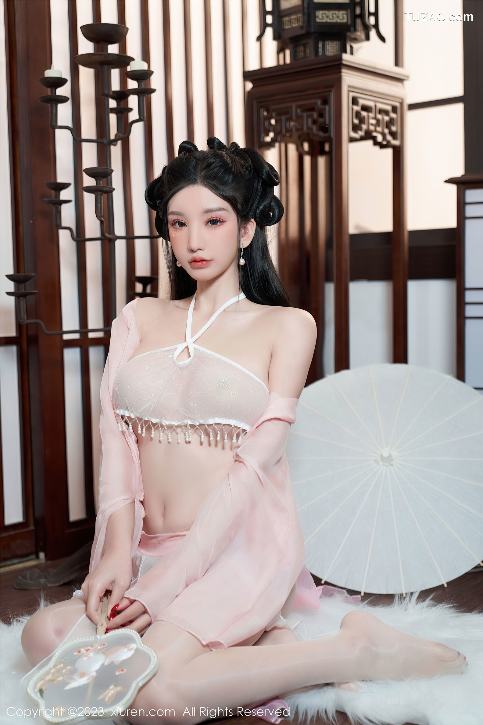 XiuRen秀人网-6217-周于希-粉色古装服饰超薄肉丝