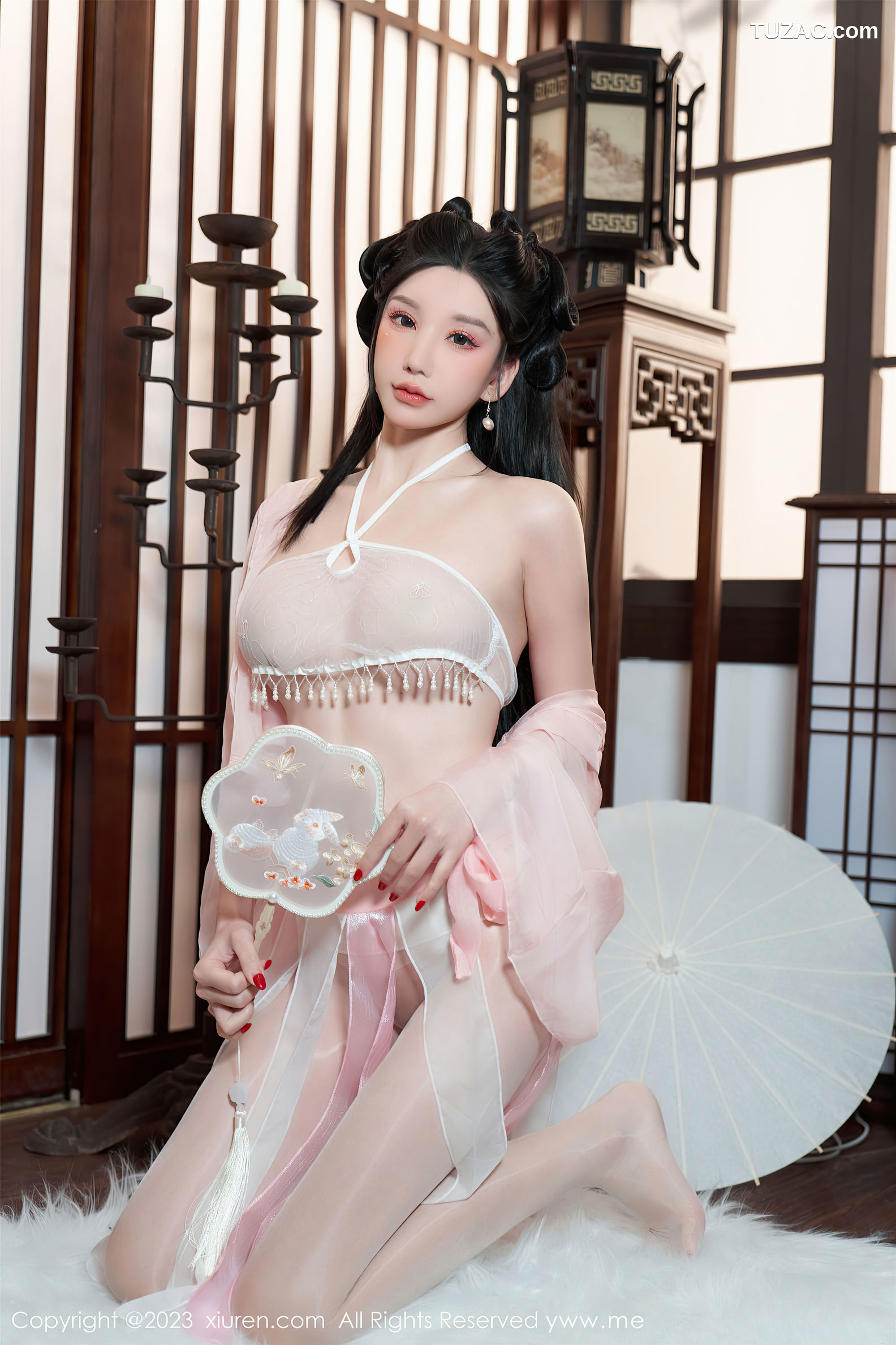 XiuRen秀人网-6217-周于希-粉色古装服饰超薄肉丝