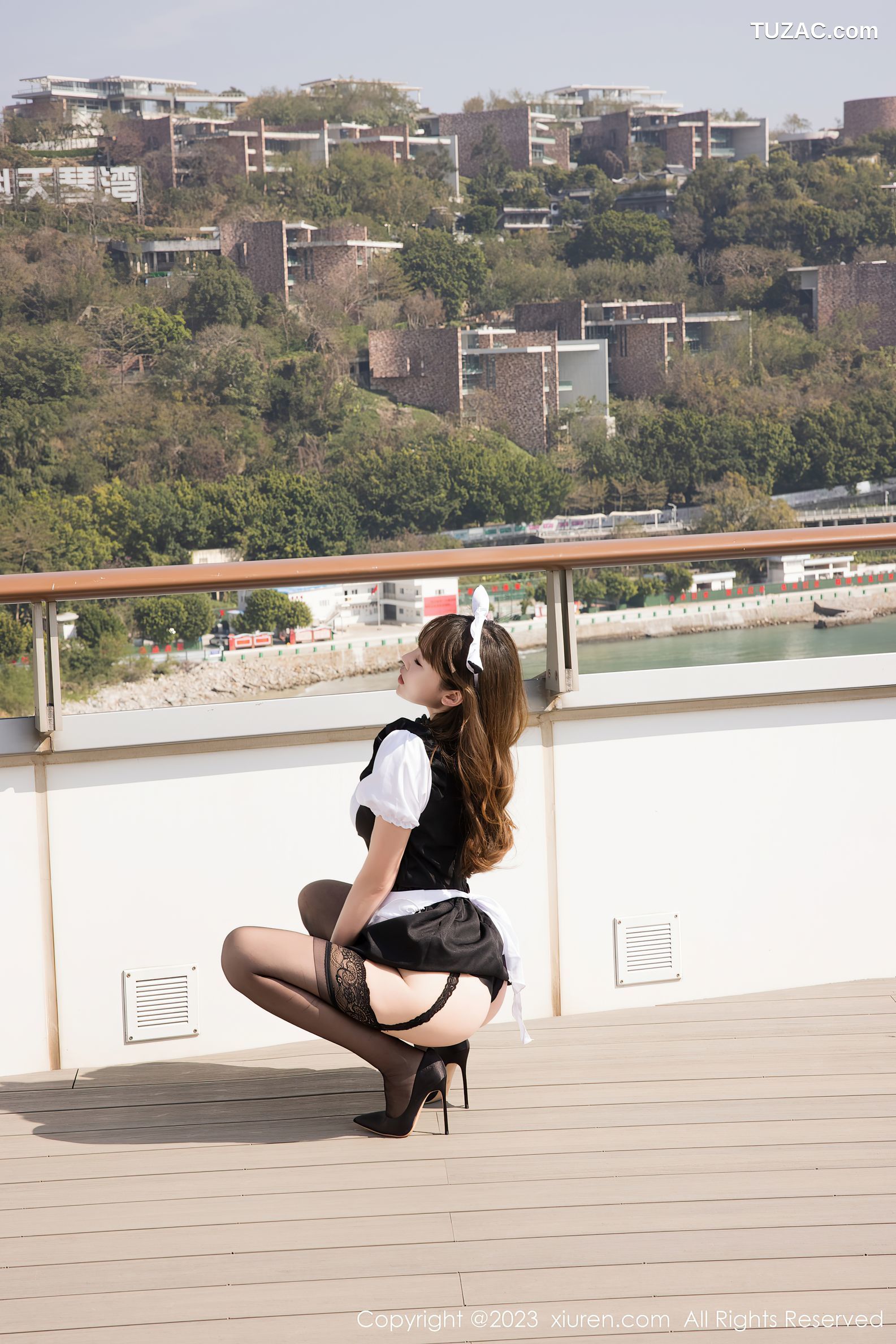 XiuRen秀人网-6224-萌汉药-女仆装黑色内衣蕾丝吊带袜