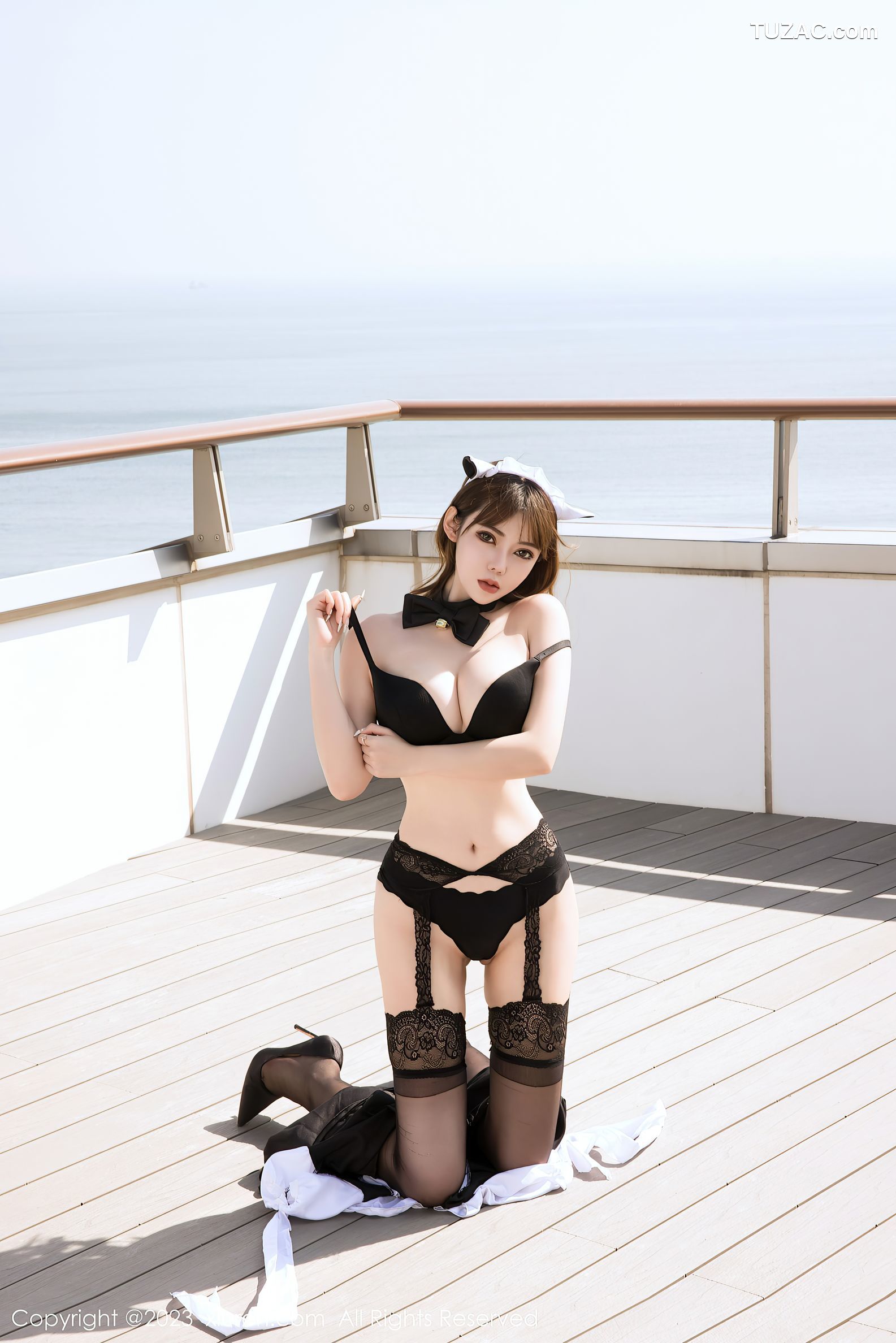 XiuRen秀人网-6224-萌汉药-女仆装黑色内衣蕾丝吊带袜