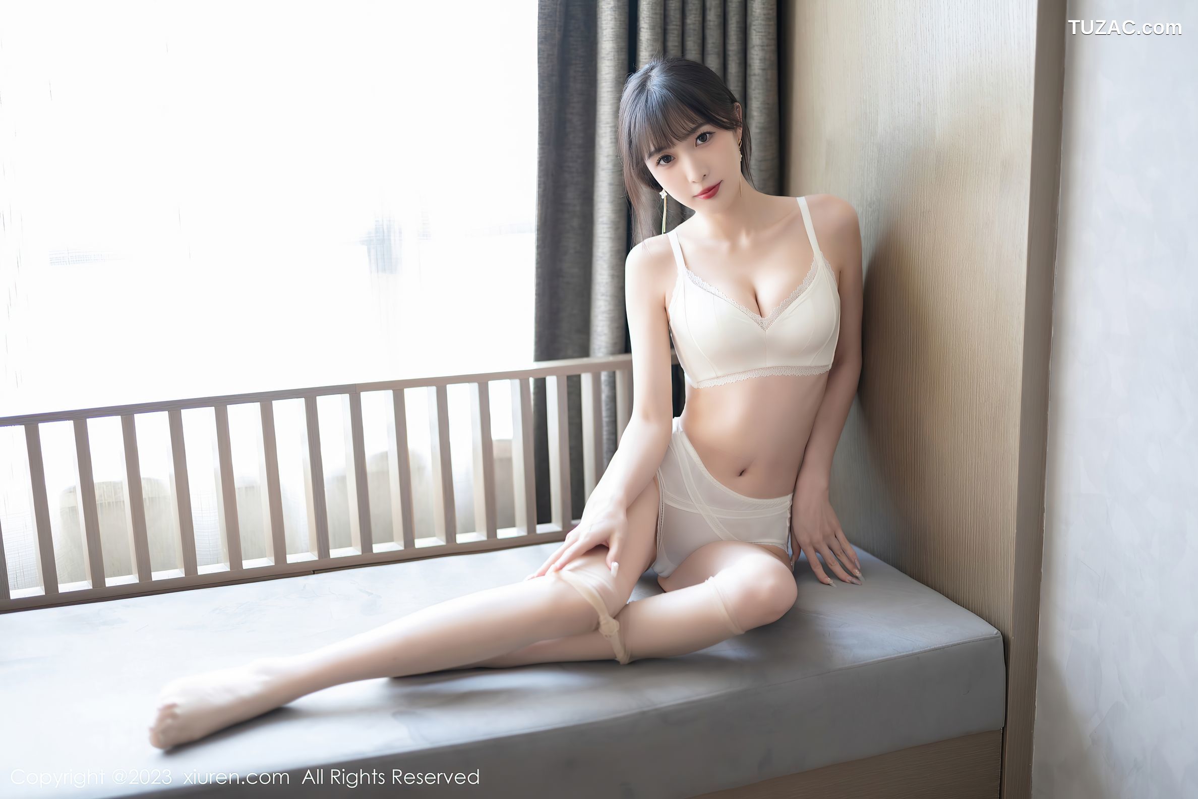 XiuRen秀人网-6236-林星阑-咖啡色连衣裙白色蕾丝内衣肉丝