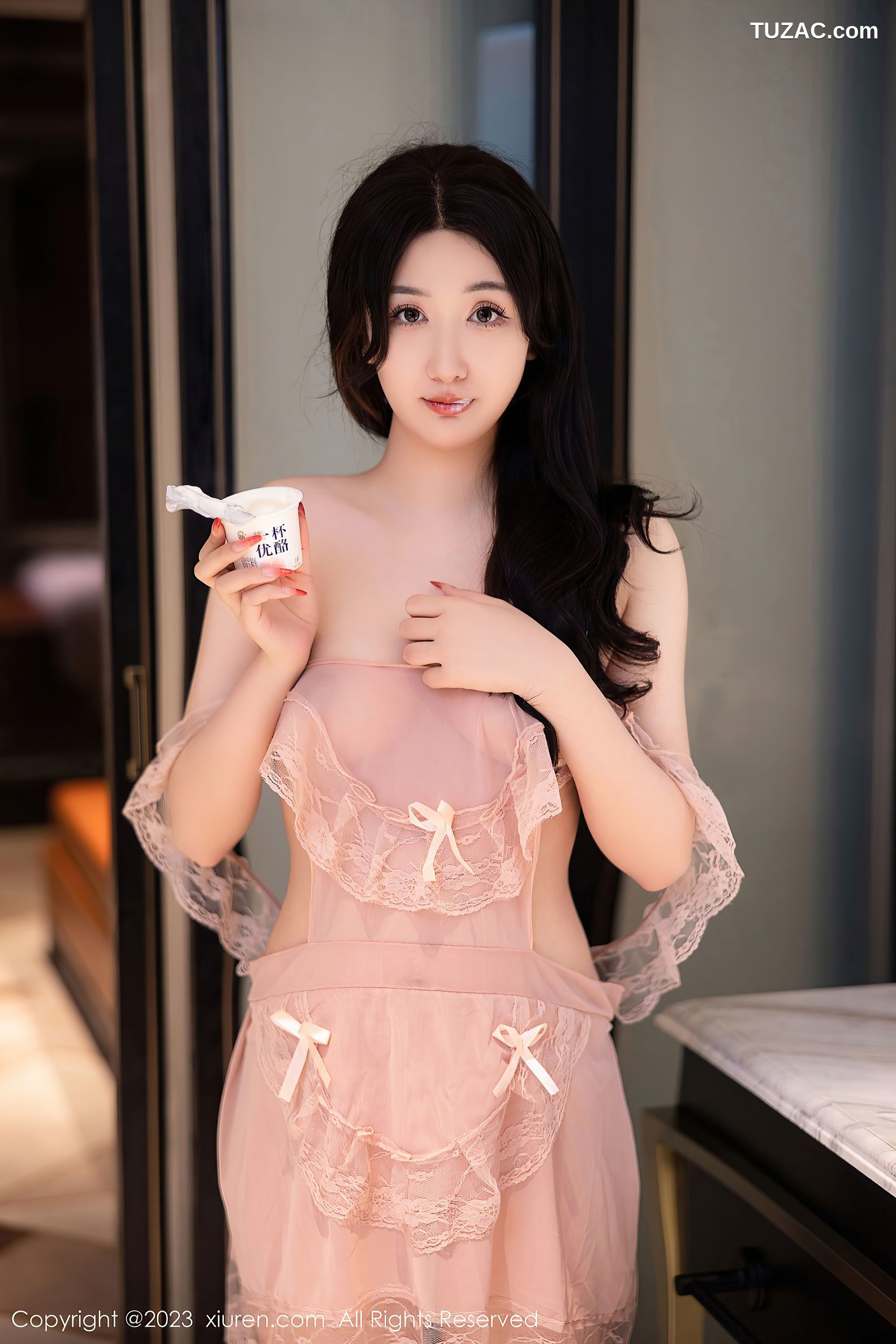 XiuRen秀人网-6243-江真真-浴室场景淡粉色蕾丝情趣服