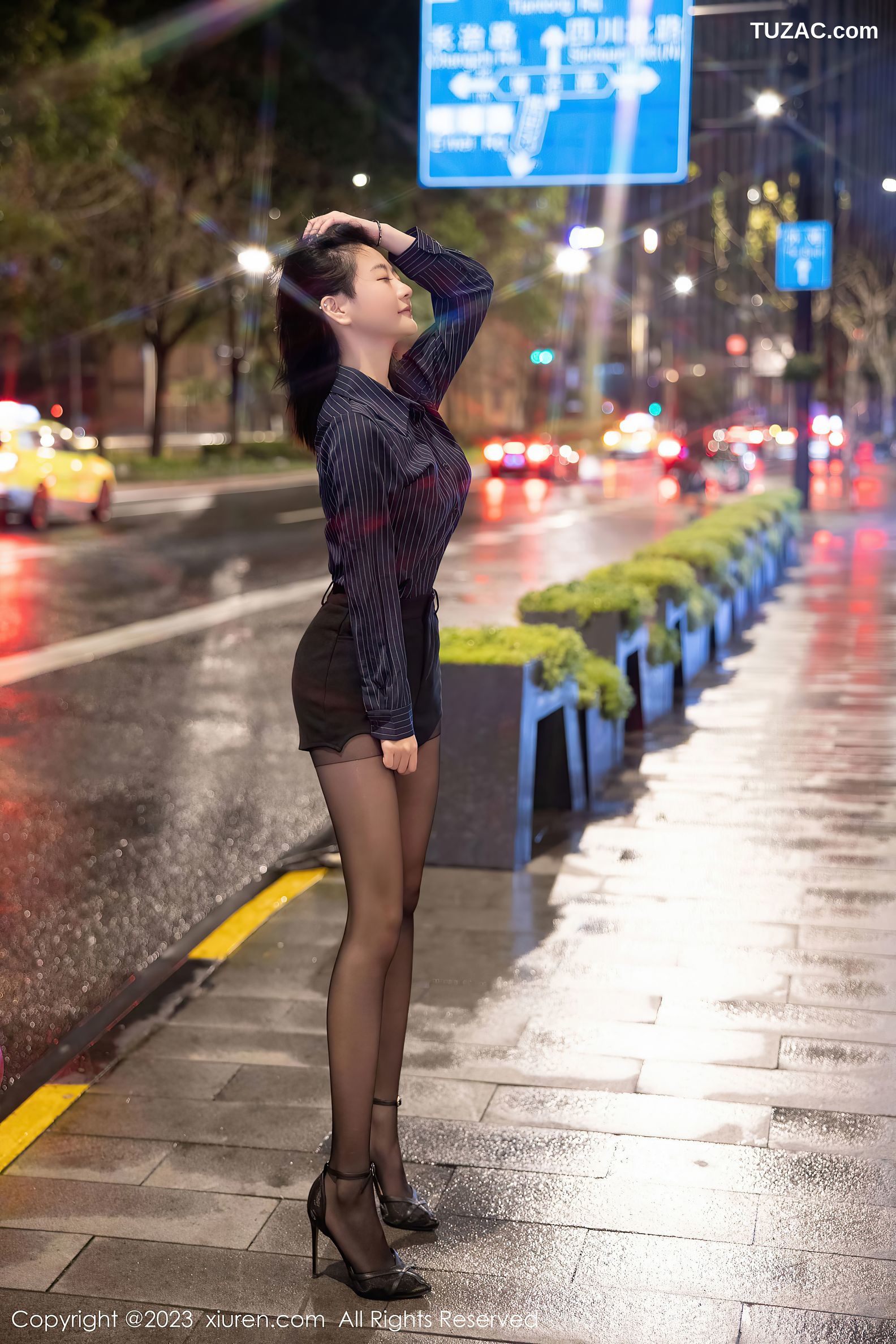 XiuRen秀人网-6246-谢小蒽-宾馆性感OL装扮黑色蕾丝内衣