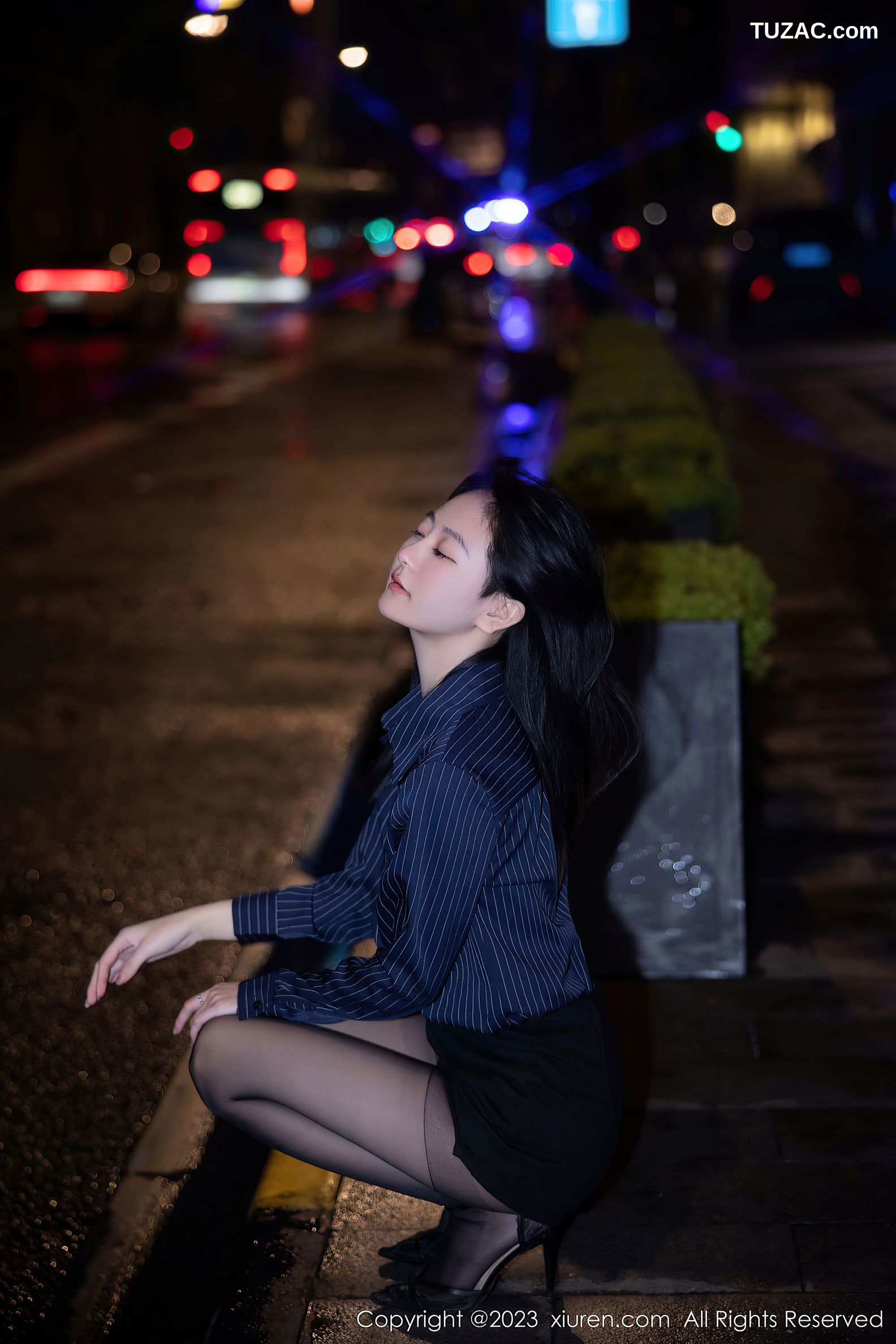 XiuRen秀人网-6246-谢小蒽-宾馆性感OL装扮黑色蕾丝内衣