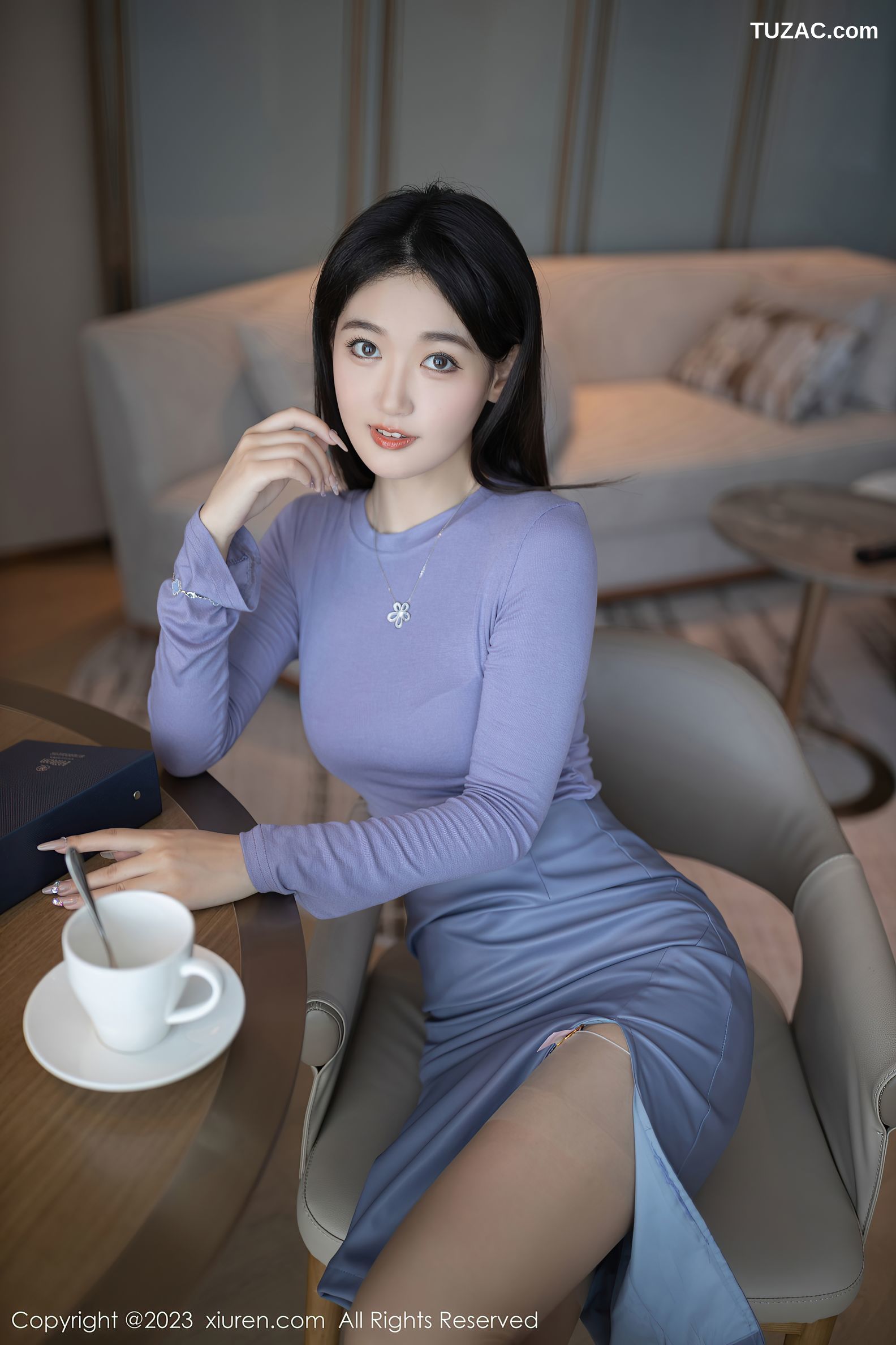 XiuRen秀人网-6258-唐安琪-下午茶主题粉色蕾丝内衣-2023.02.13