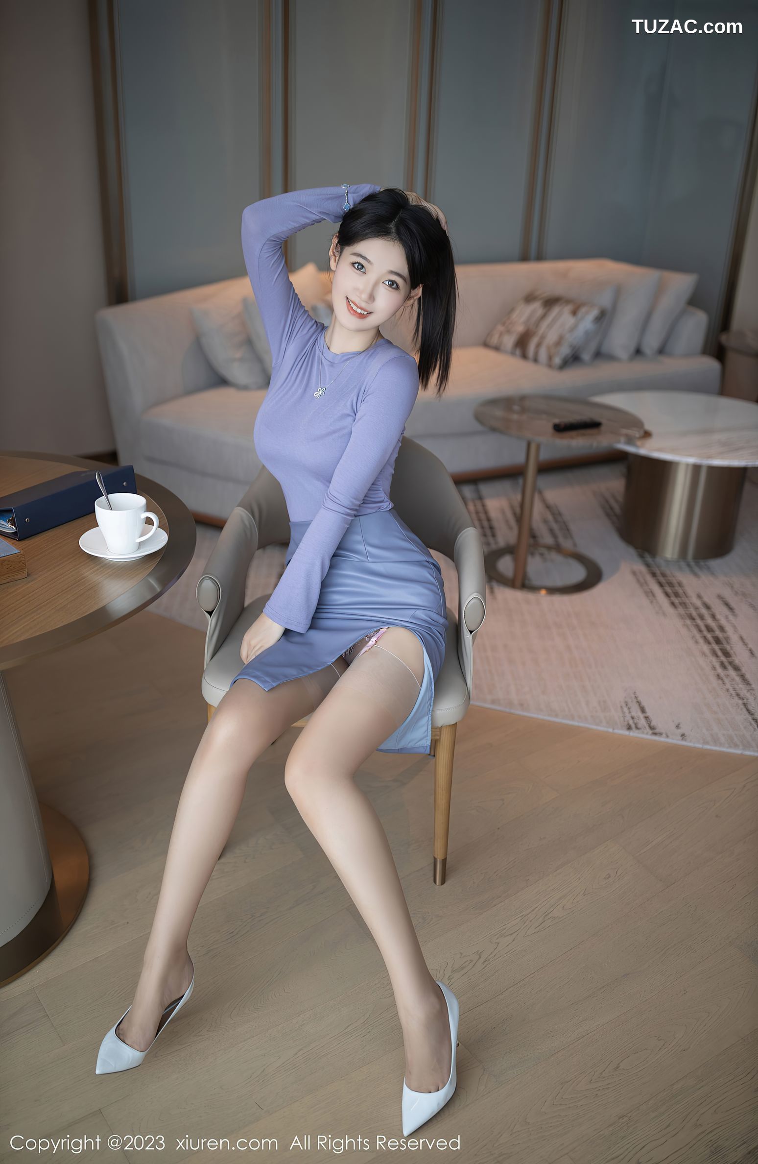 XiuRen秀人网-6258-唐安琪-下午茶主题粉色蕾丝内衣-2023.02.13