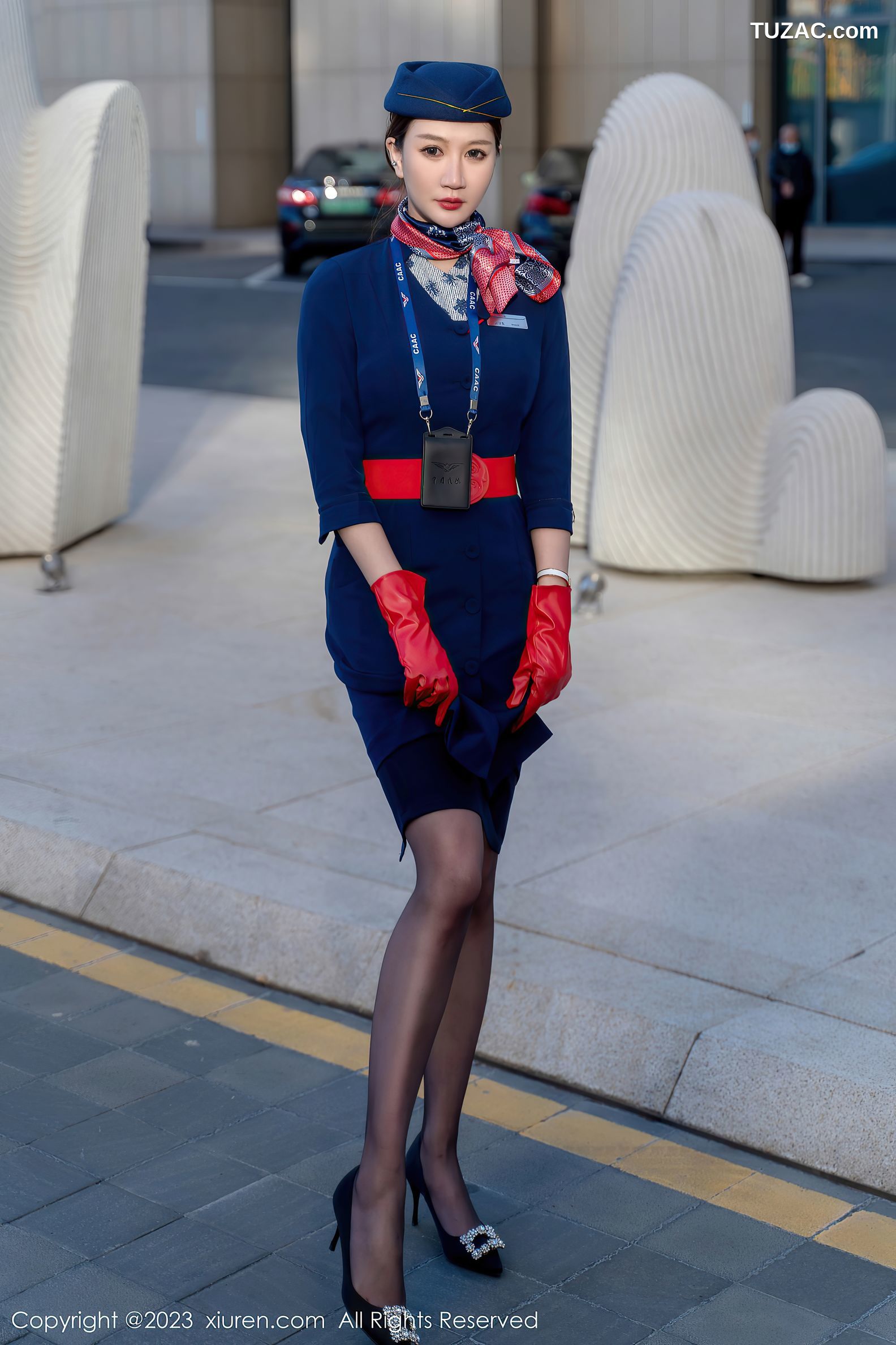 XiuRen秀人网-6288-顾乔楠Cora-空姐制服黑色内衣超薄黑丝-2023.02.20