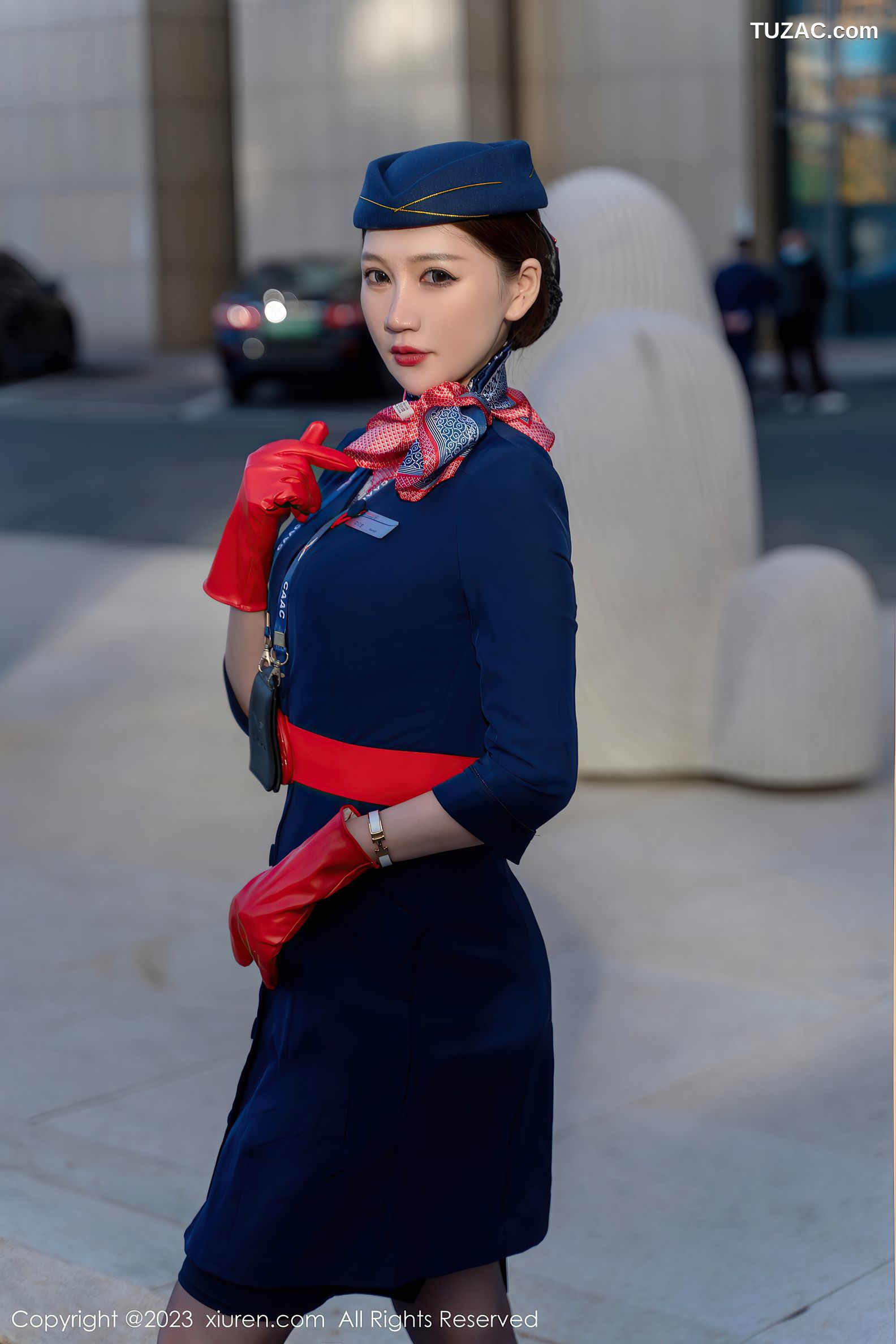 XiuRen秀人网-6288-顾乔楠Cora-空姐制服黑色内衣超薄黑丝-2023.02.20