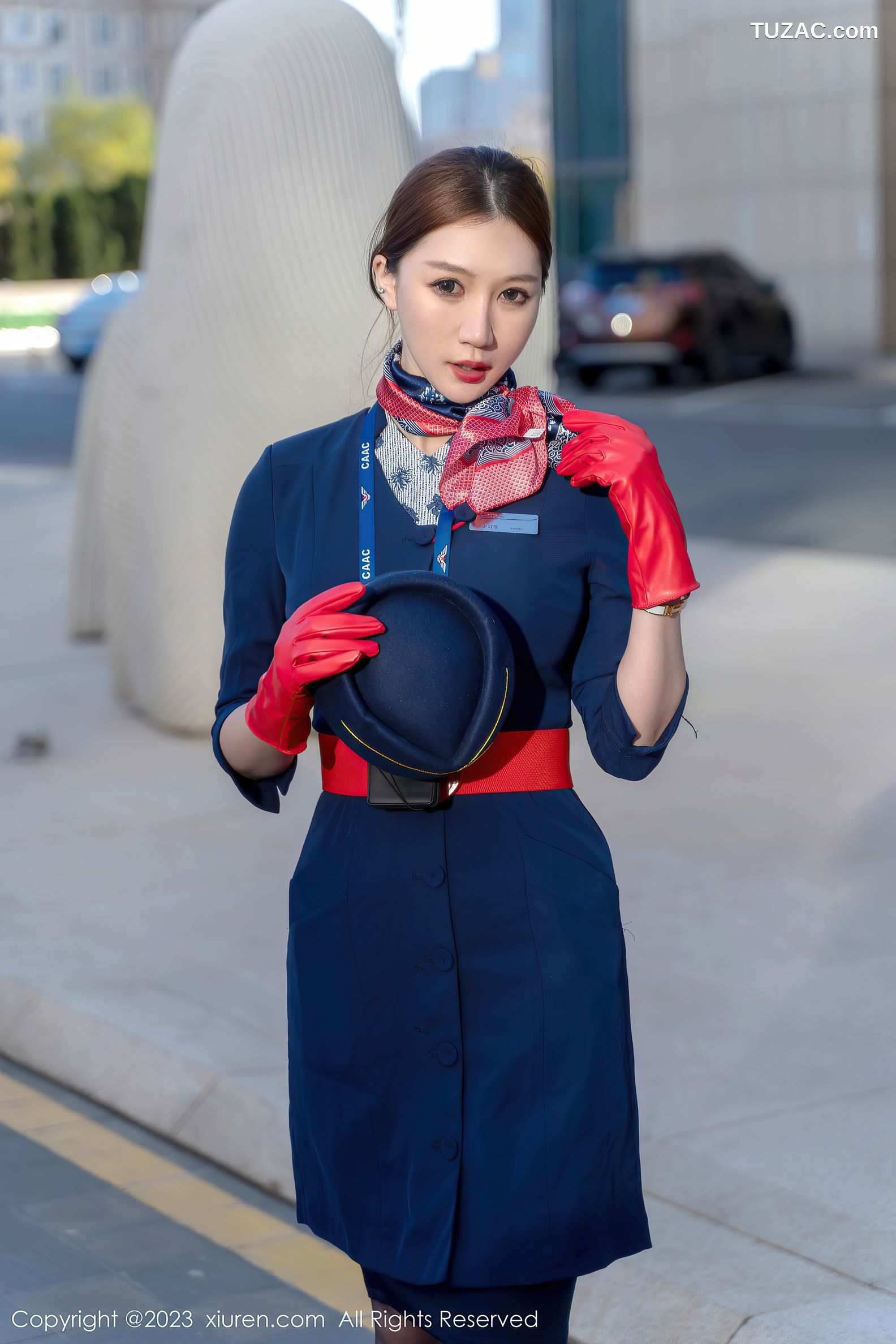 XiuRen秀人网-6288-顾乔楠Cora-空姐制服黑色内衣超薄黑丝-2023.02.20