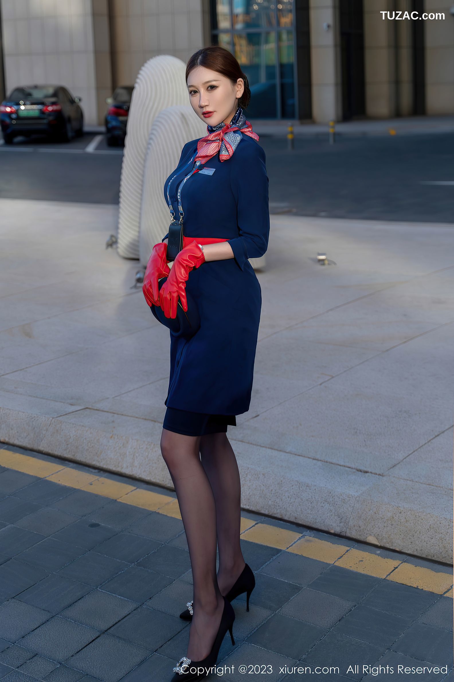 XiuRen秀人网-6288-顾乔楠Cora-空姐制服黑色内衣超薄黑丝-2023.02.20