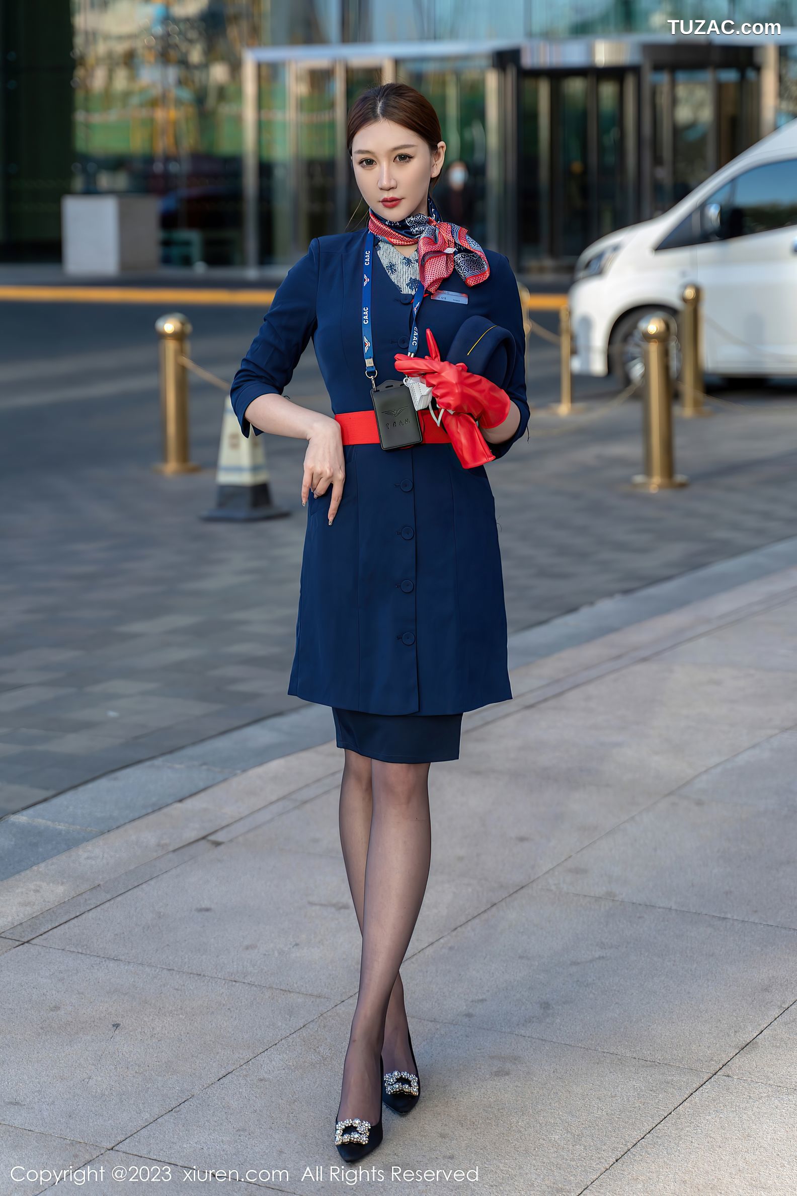 XiuRen秀人网-6288-顾乔楠Cora-空姐制服黑色内衣超薄黑丝-2023.02.20