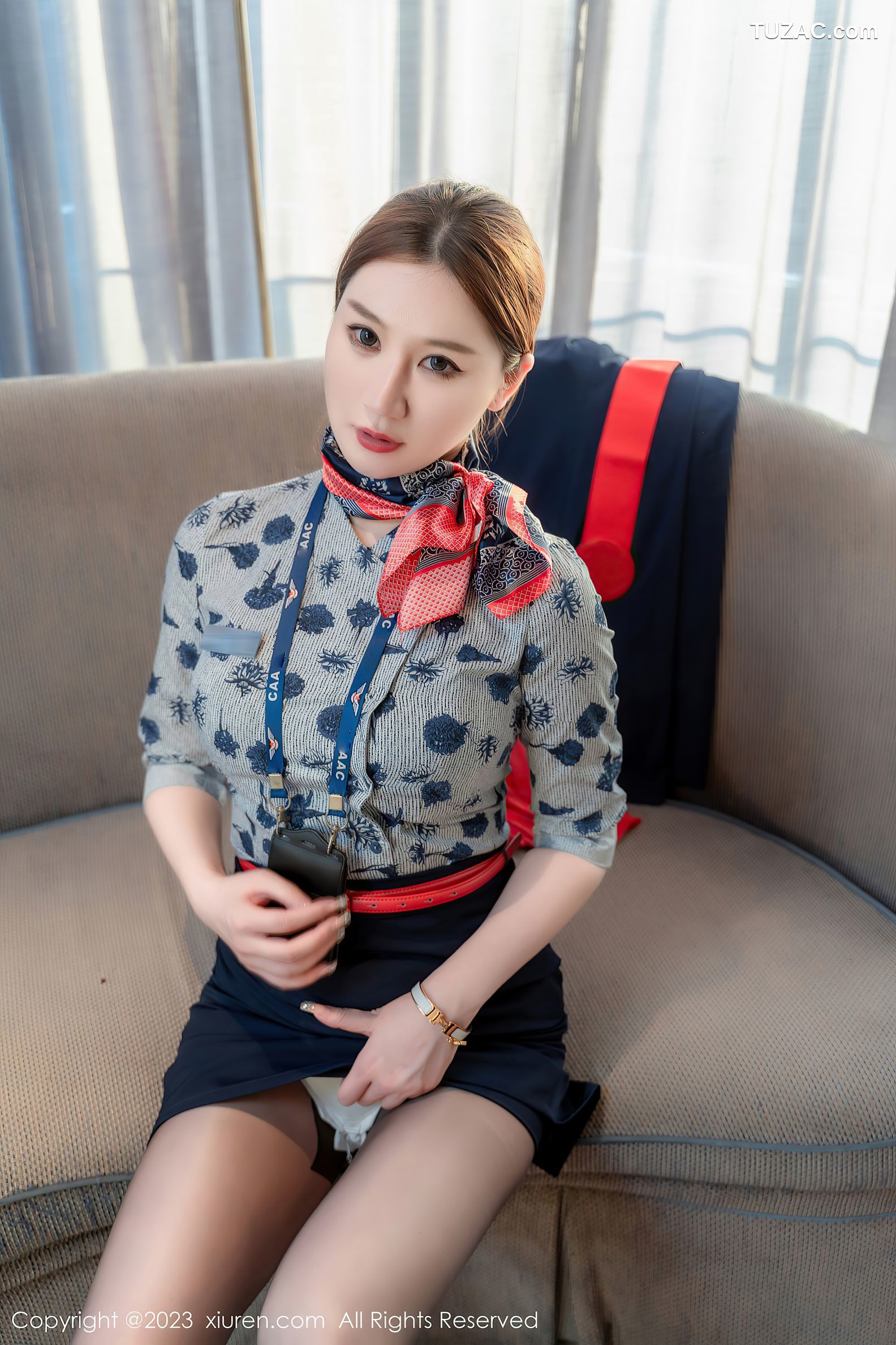 XiuRen秀人网-6288-顾乔楠Cora-空姐制服黑色内衣超薄黑丝-2023.02.20