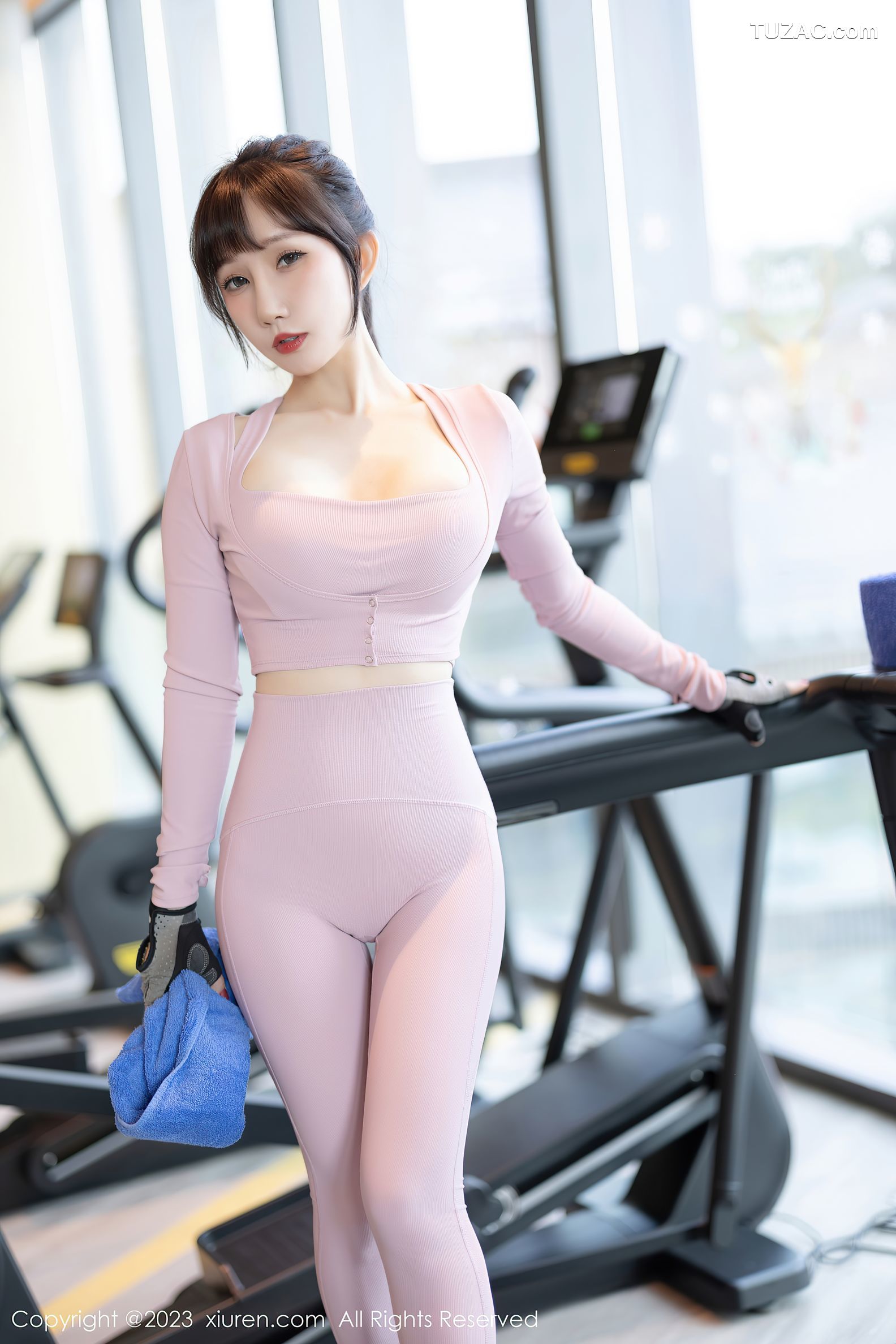 XiuRen秀人网-6291-波巧酱-健身房性感粉色运动装-2023.02.20