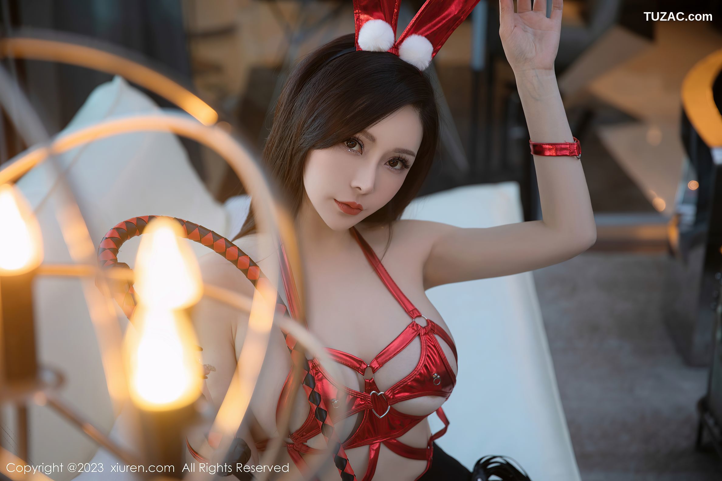 XiuRen秀人网-6294-大琪琪Emily-黑色外衣红色情趣内衣-2023.02.21