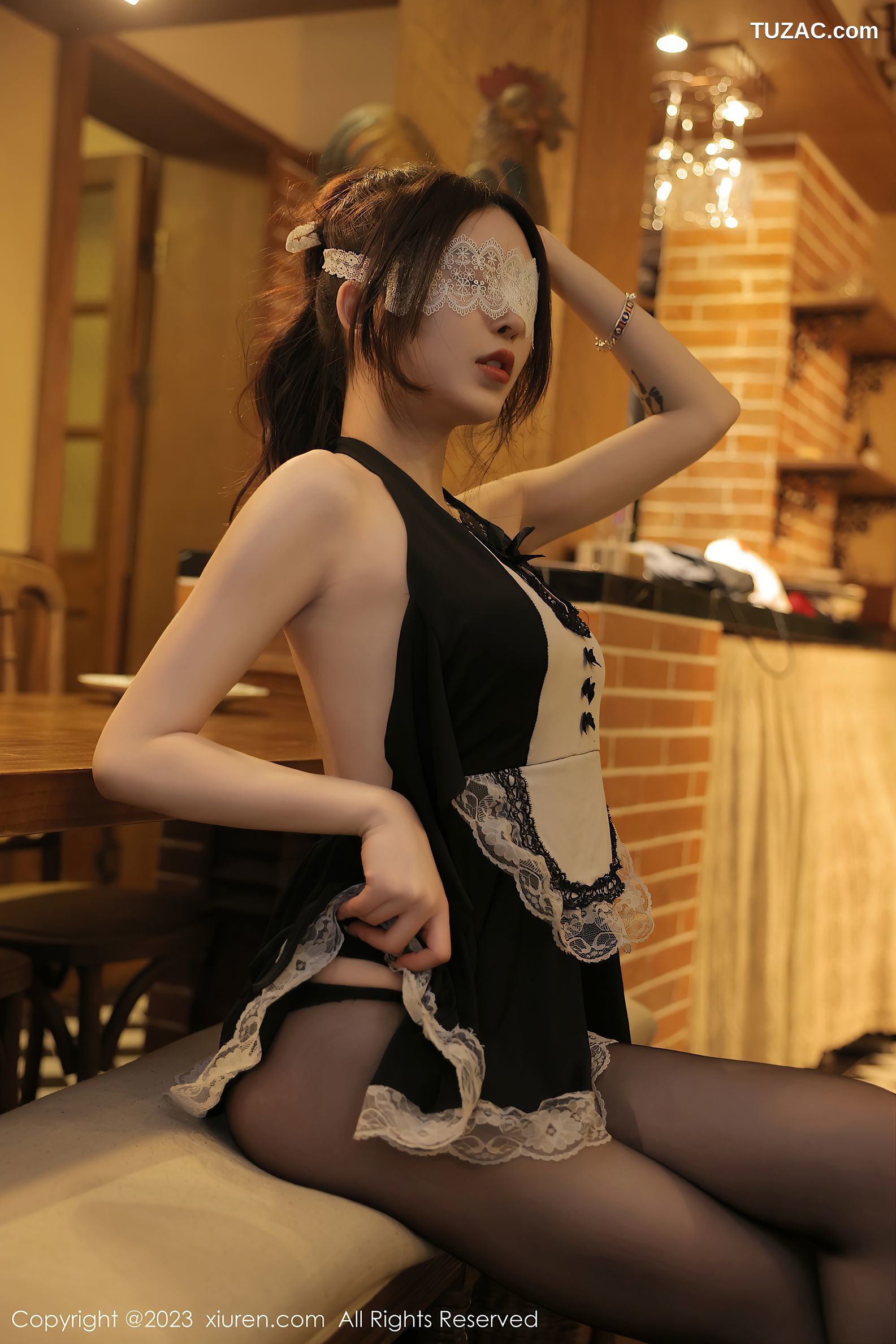 XiuRen秀人网-6295-玉兔miki-黑色女仆服超薄黑丝-2023.02.21