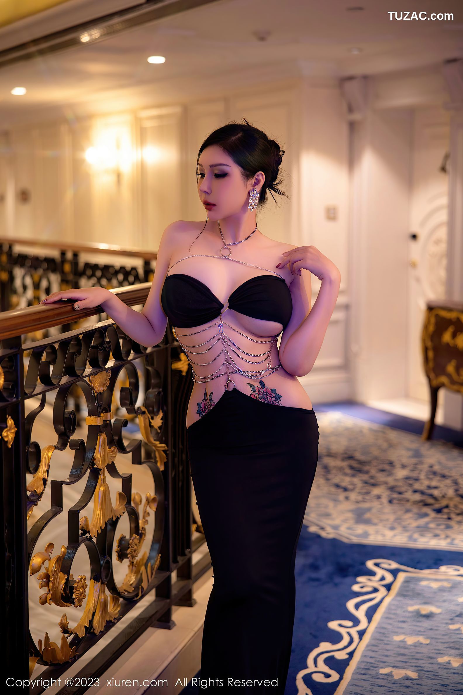 XiuRen秀人网-6304-田冰冰-黑色抹胸黑裙