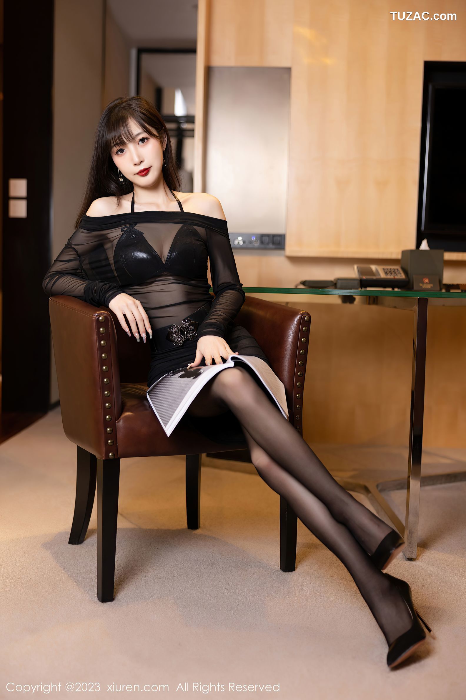 XiuRen秀人网-6307-林星阑-黑纱透视连衣裙黑内