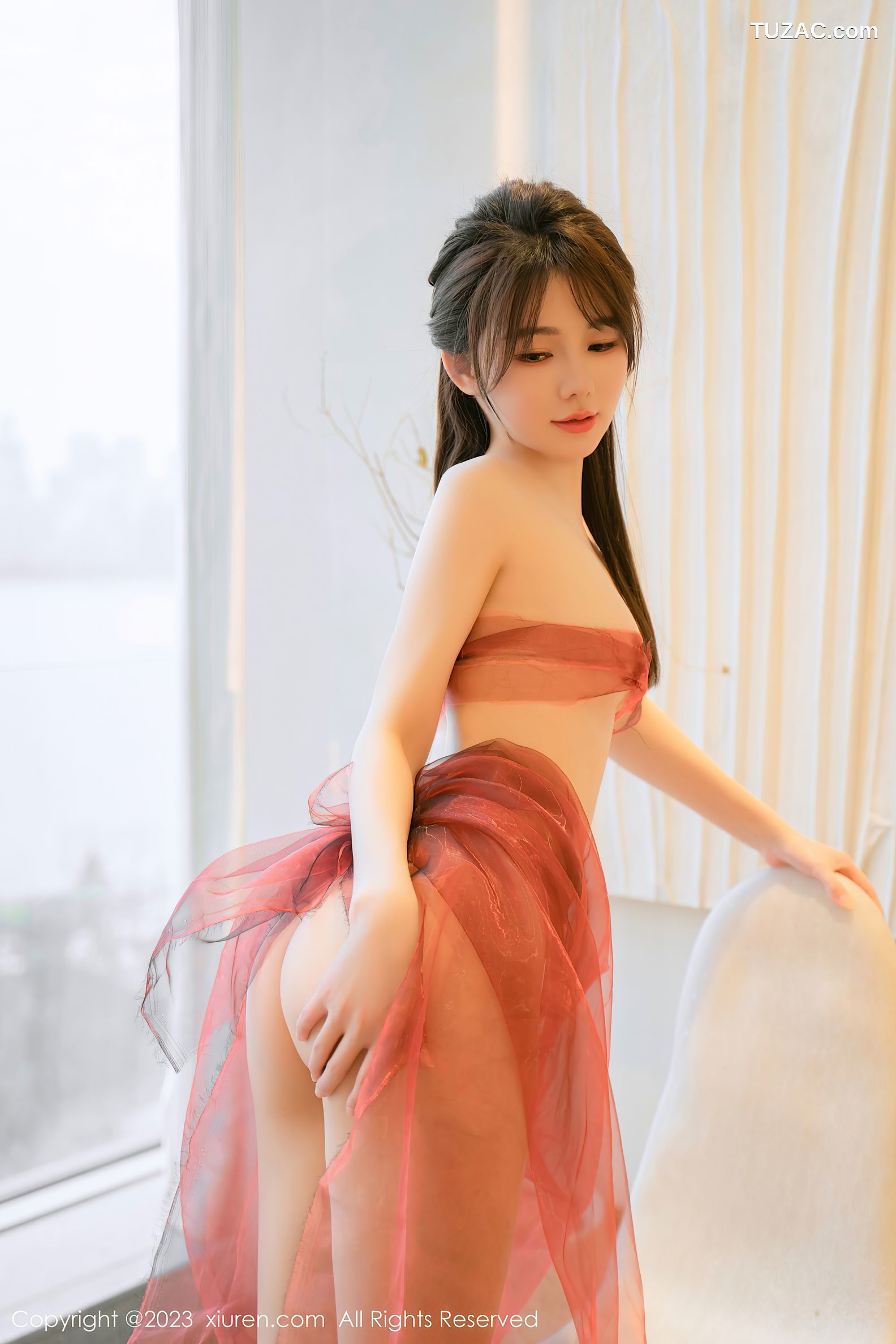 XiuRen秀人网-6348-婠婠么-性感红色轻透薄纱服饰-2023.03.02