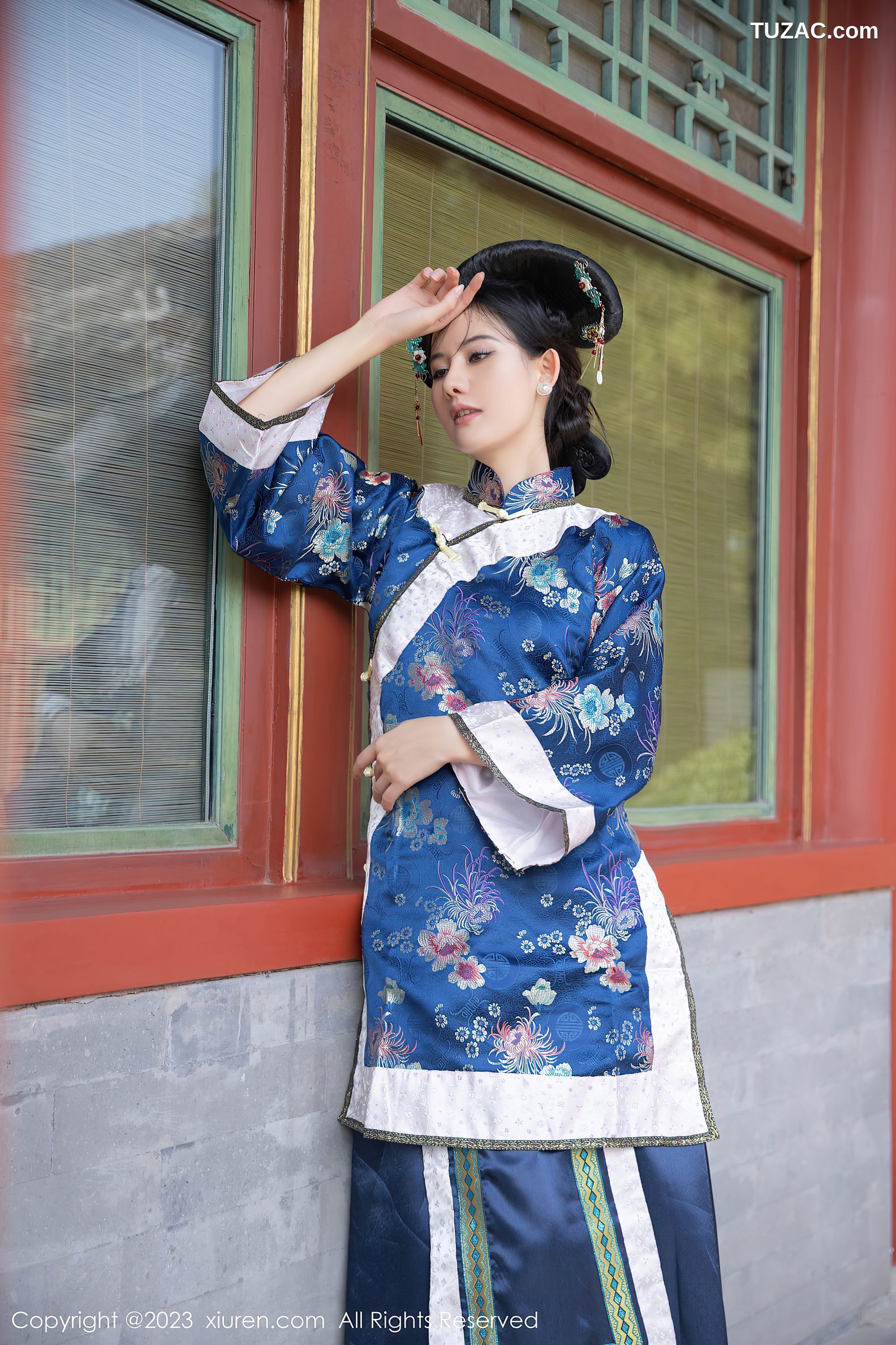XiuRen秀人网-6398-就是阿朱啊-宫廷古装蓝色睡衣-2023.03.10