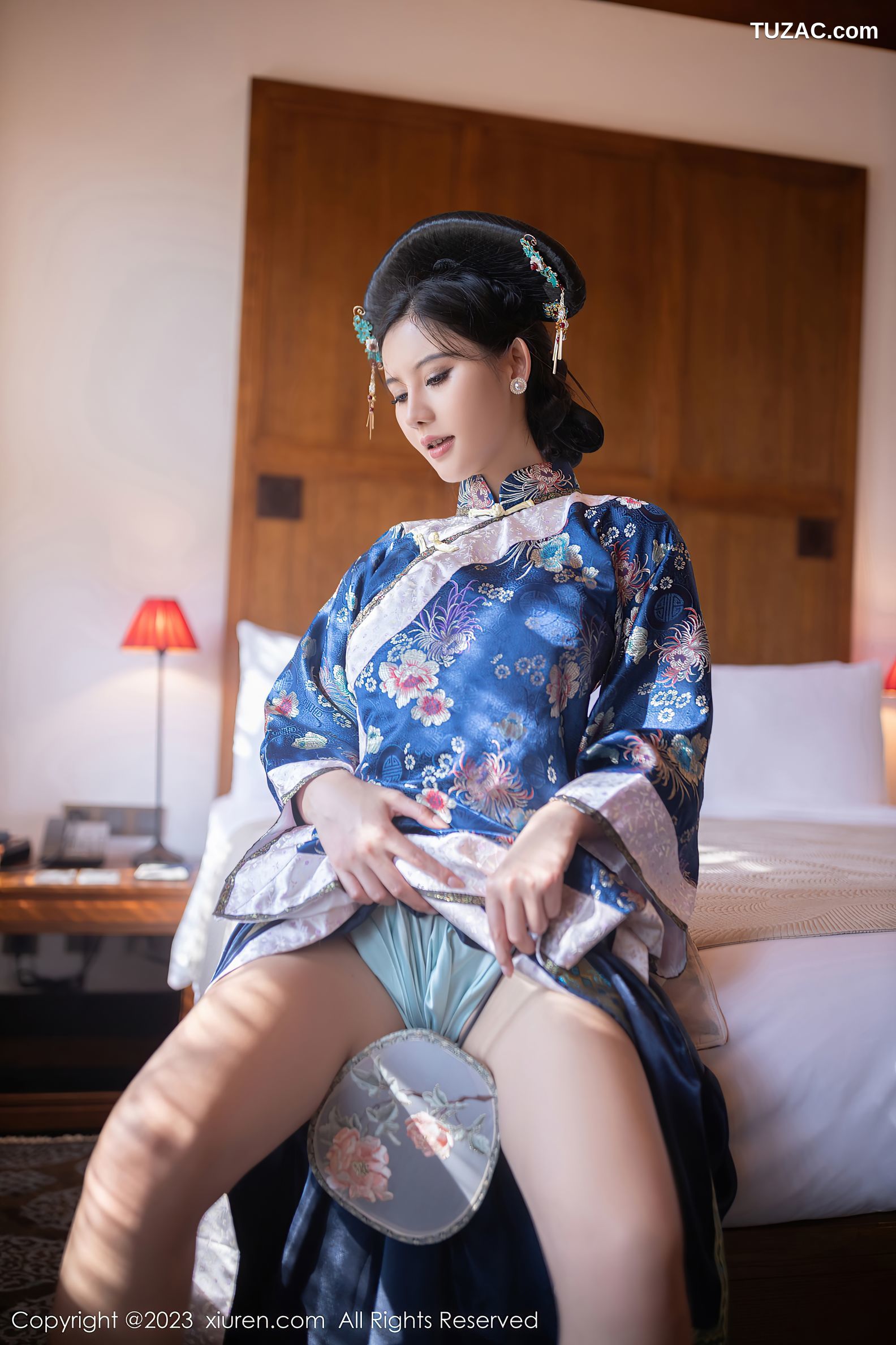 XiuRen秀人网-6398-就是阿朱啊-宫廷古装蓝色睡衣-2023.03.10