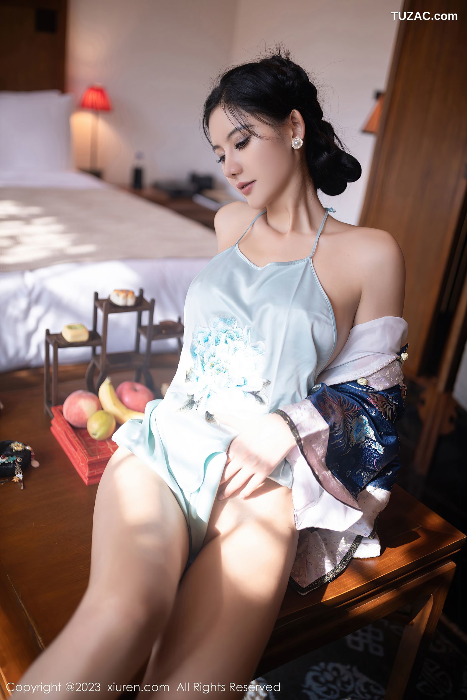 XiuRen秀人网-6398-就是阿朱啊-宫廷古装蓝色睡衣-2023.03.10