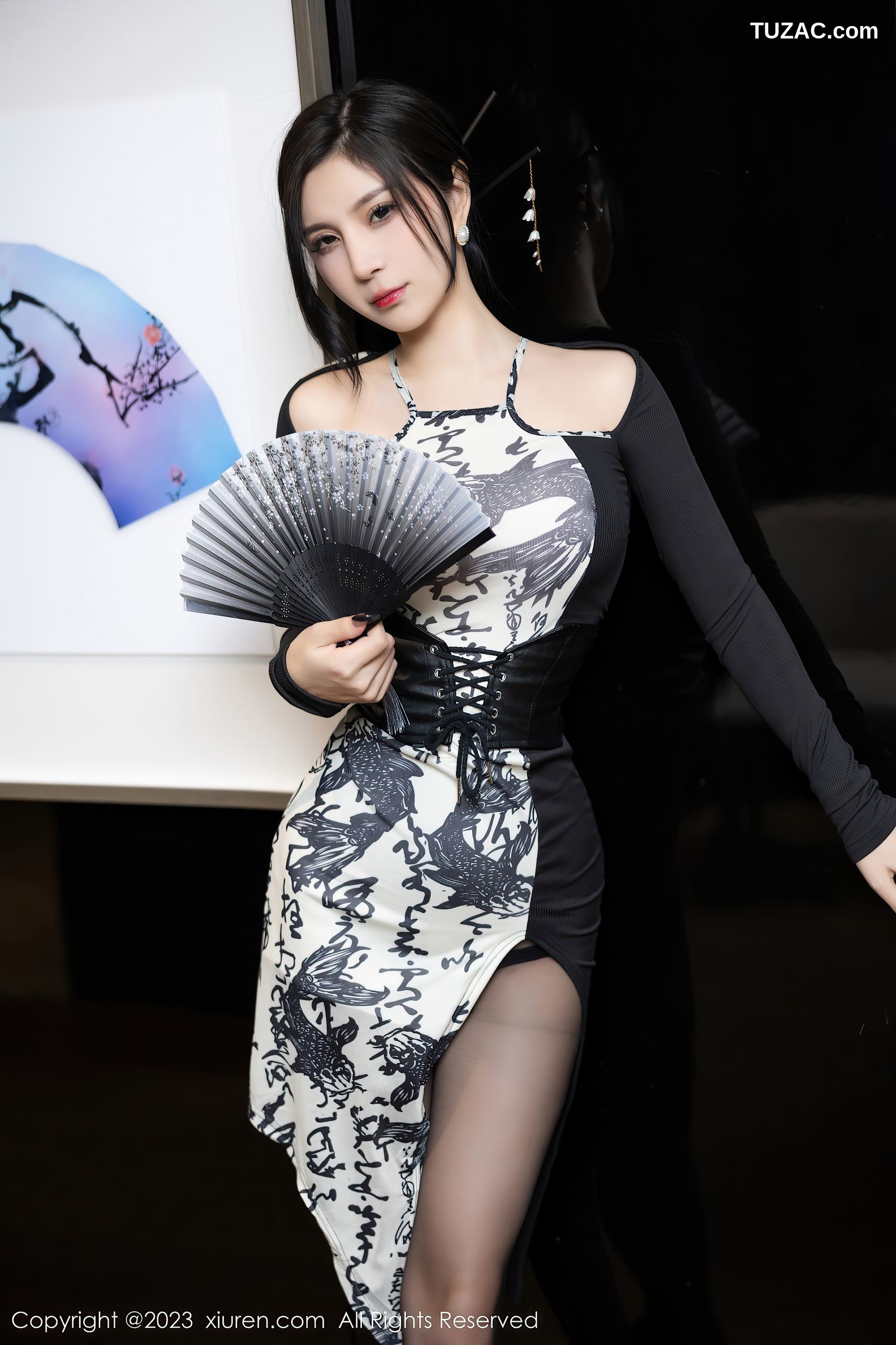 XiuRen秀人网-6406-小蛮妖Yummy-性感连衣裙黑色内衣超薄黑丝-2023.03.13