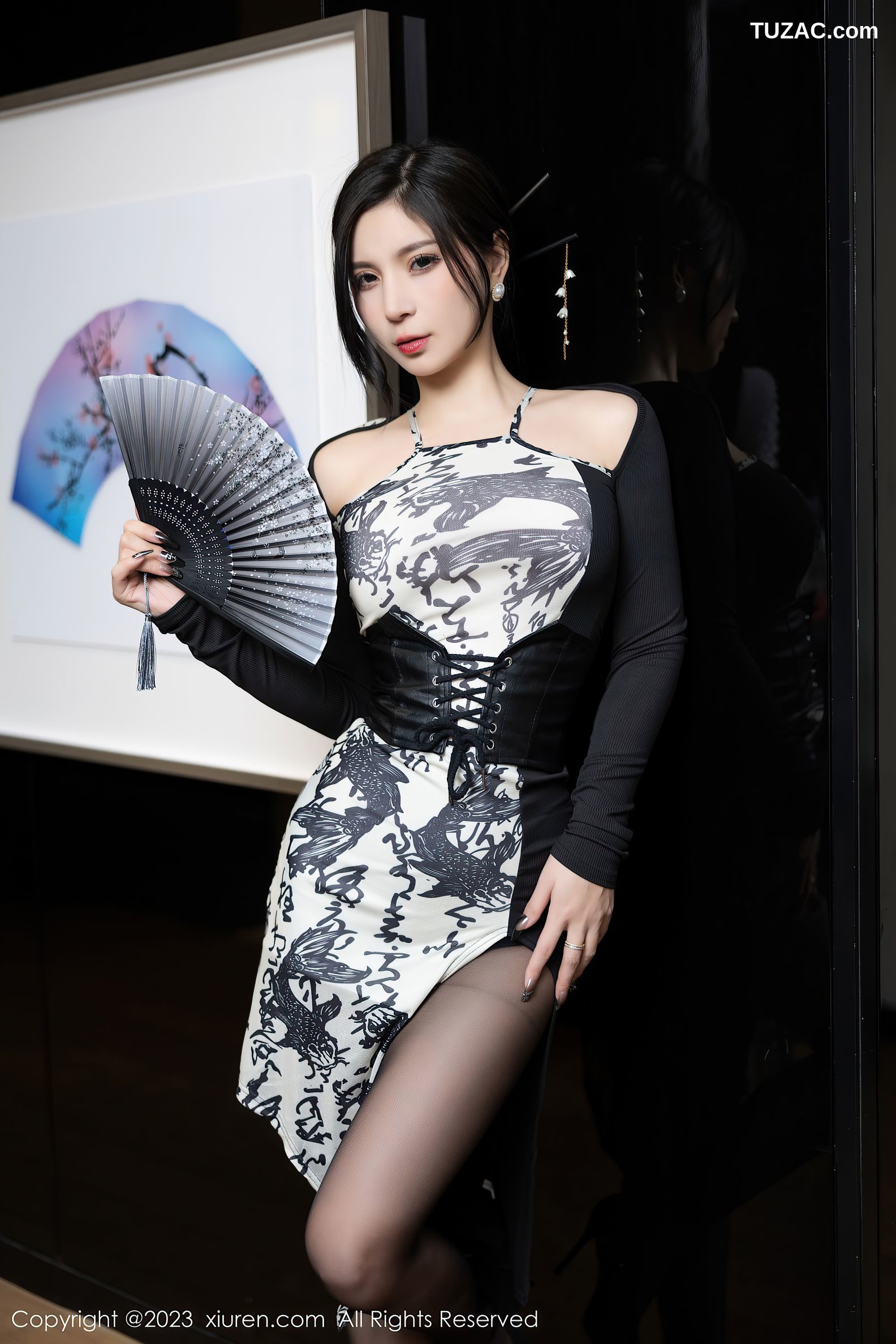 XiuRen秀人网-6406-小蛮妖Yummy-性感连衣裙黑色内衣超薄黑丝-2023.03.13