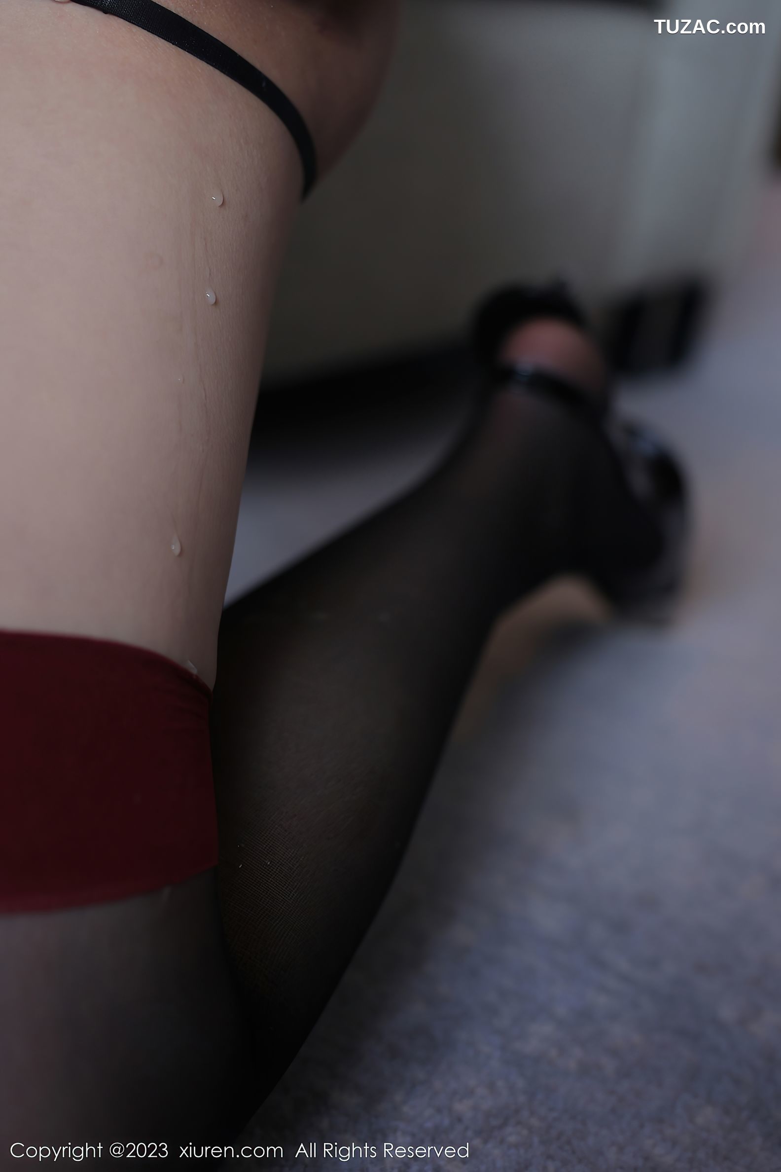 XiuRen秀人网-6407-谢小蒽-OL装制服紫色蕾丝内衣超薄黑丝-2023.03.13