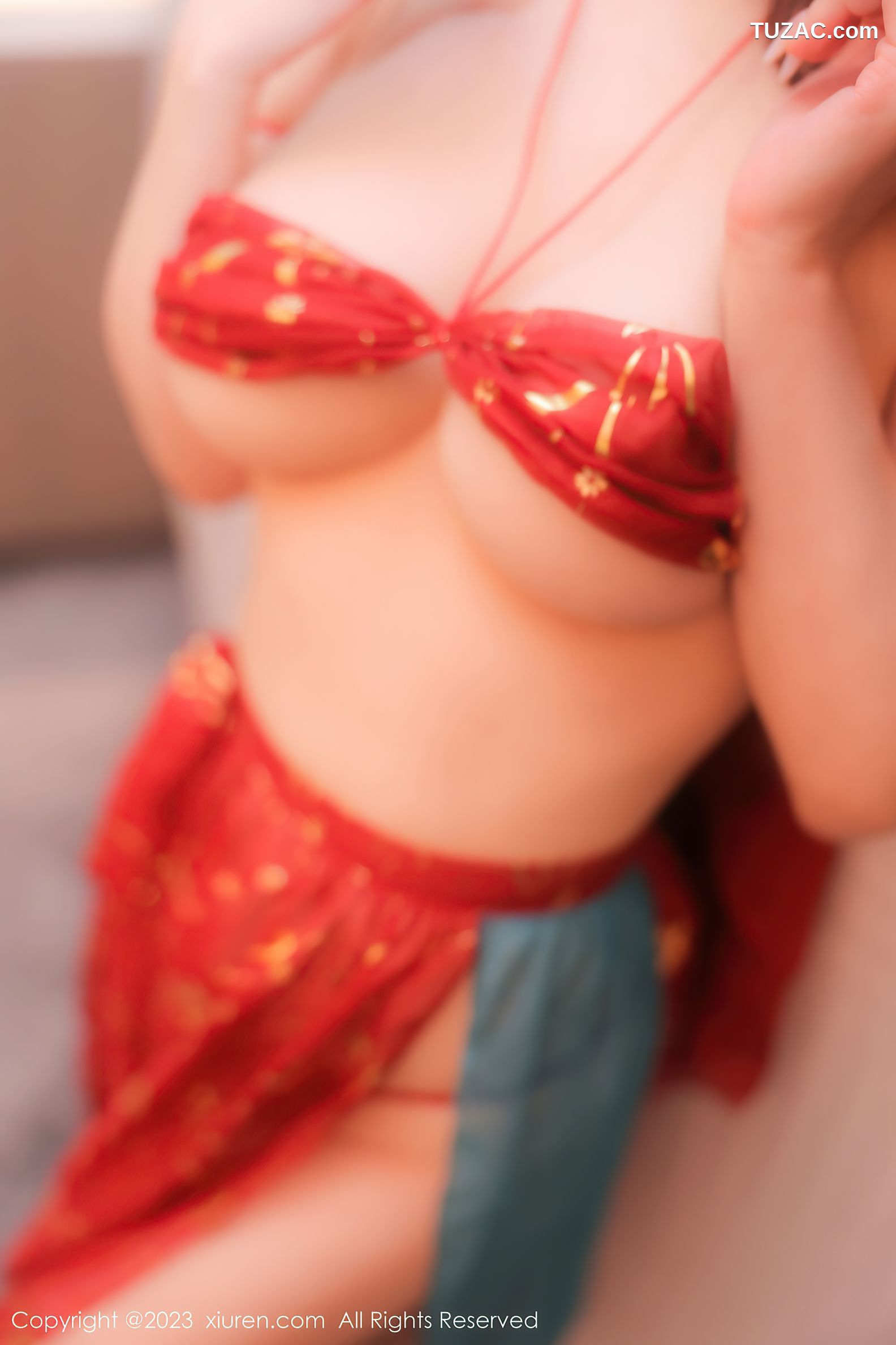 XiuRen秀人网-6412-Eve雨儿1494-红色古装薄纱服丁字裤-2023.03.14