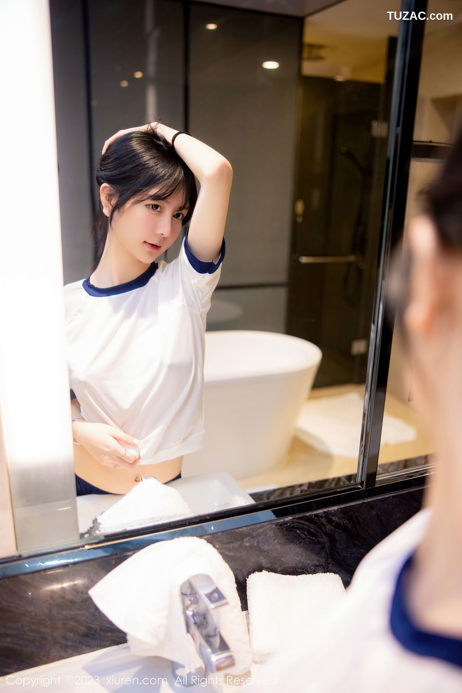 XiuRen秀人网-6447-谢小蒽-浴室性感白色水手服-2023.03.21
