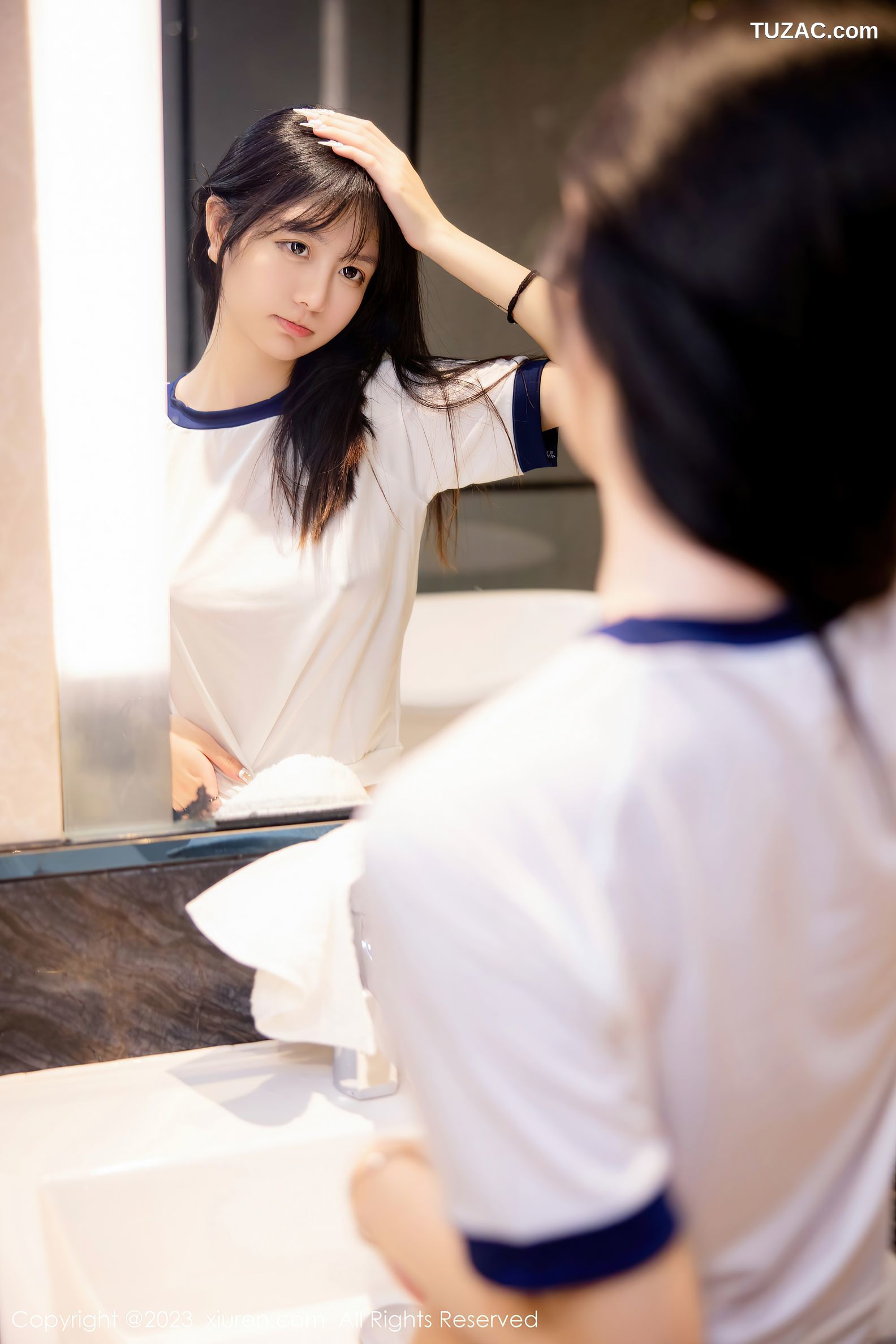 XiuRen秀人网-6447-谢小蒽-浴室性感白色水手服-2023.03.21