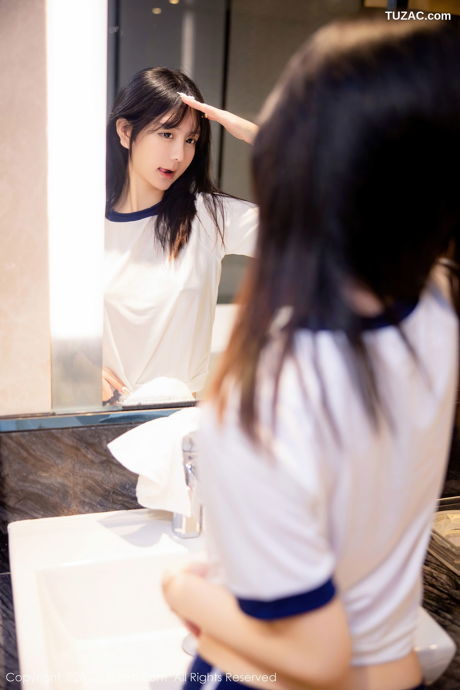 XiuRen秀人网-6447-谢小蒽-浴室性感白色水手服-2023.03.21