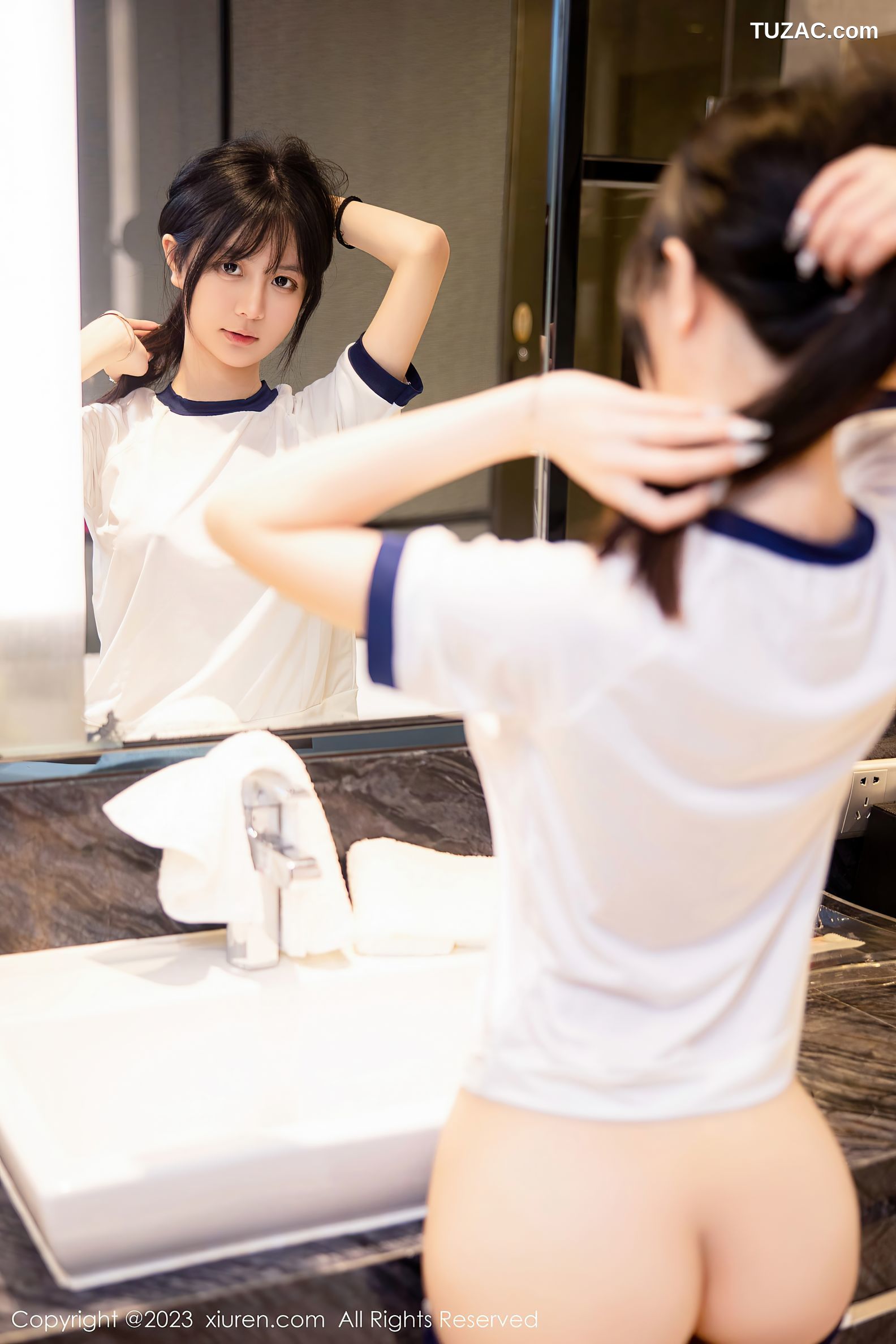 XiuRen秀人网-6447-谢小蒽-浴室性感白色水手服-2023.03.21