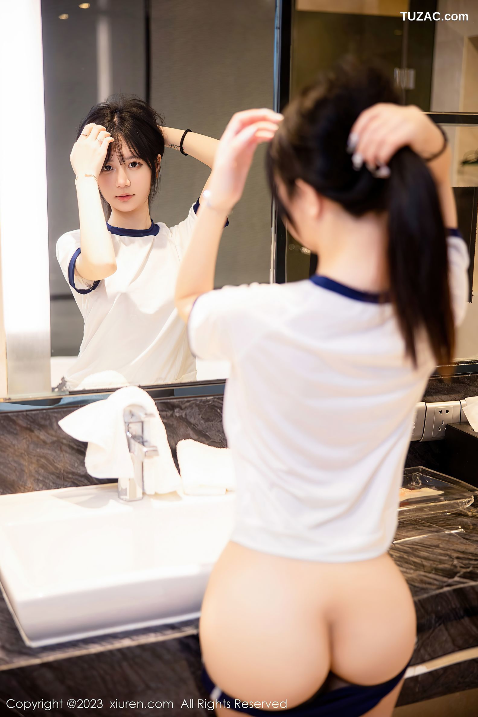 XiuRen秀人网-6447-谢小蒽-浴室性感白色水手服-2023.03.21