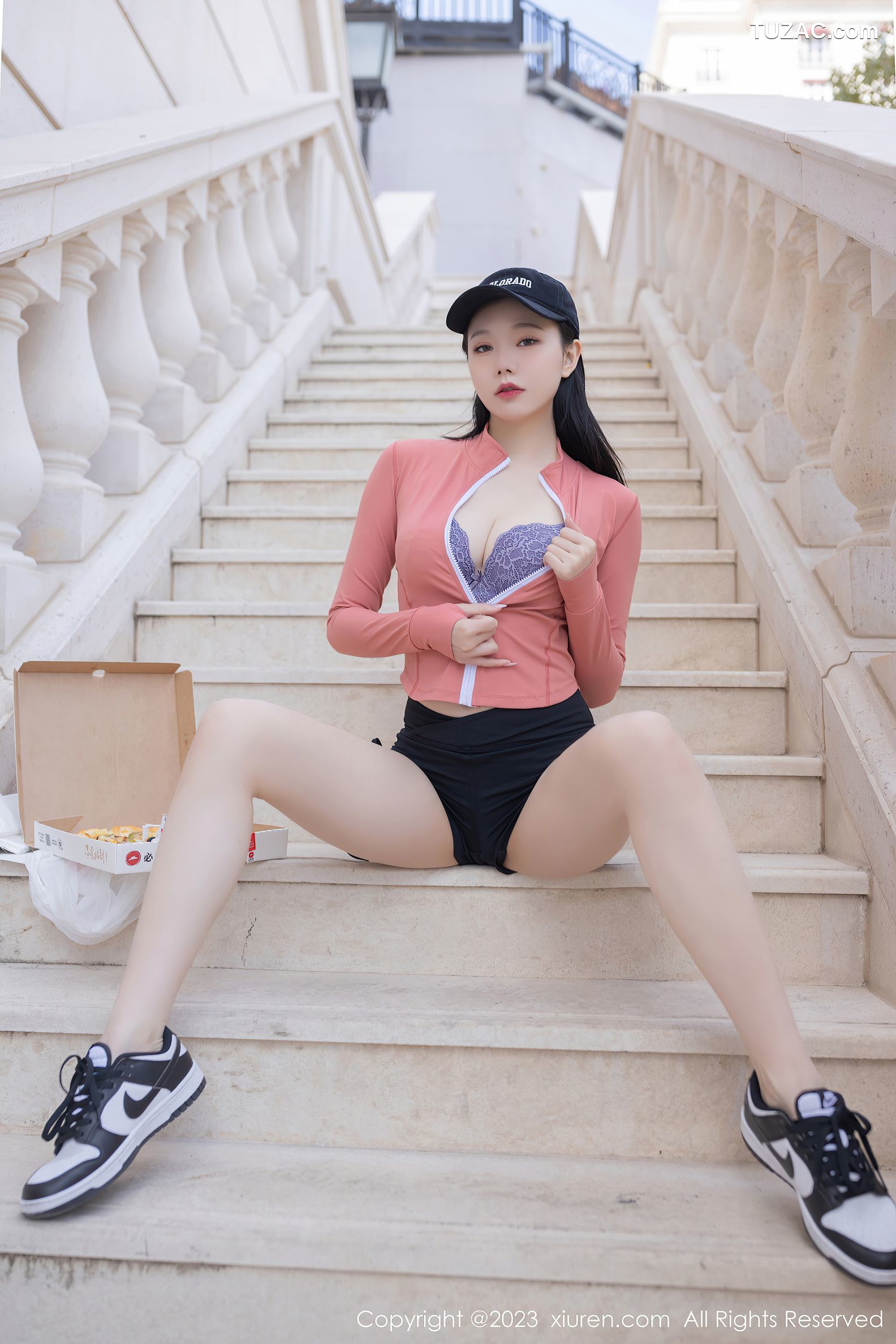 XiuRen秀人网-6487-安然Anran-粉色运动上衣黑短裙蕾丝内衣-2023.03.28