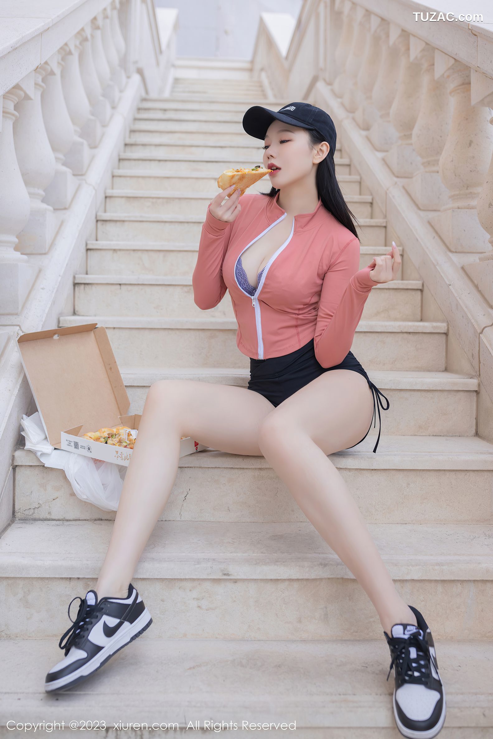 XiuRen秀人网-6487-安然Anran-粉色运动上衣黑短裙蕾丝内衣-2023.03.28
