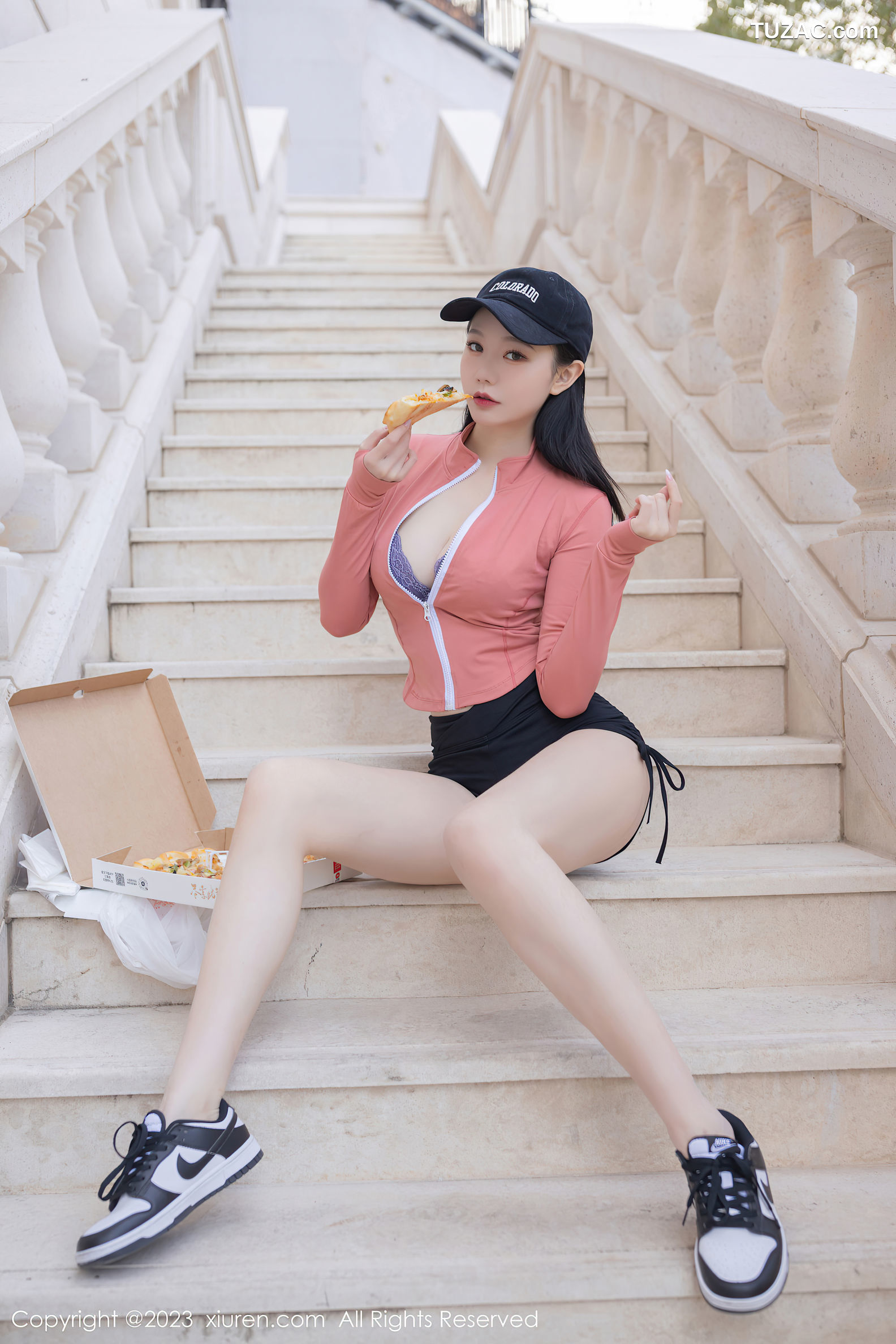 XiuRen秀人网-6487-安然Anran-粉色运动上衣黑短裙蕾丝内衣-2023.03.28