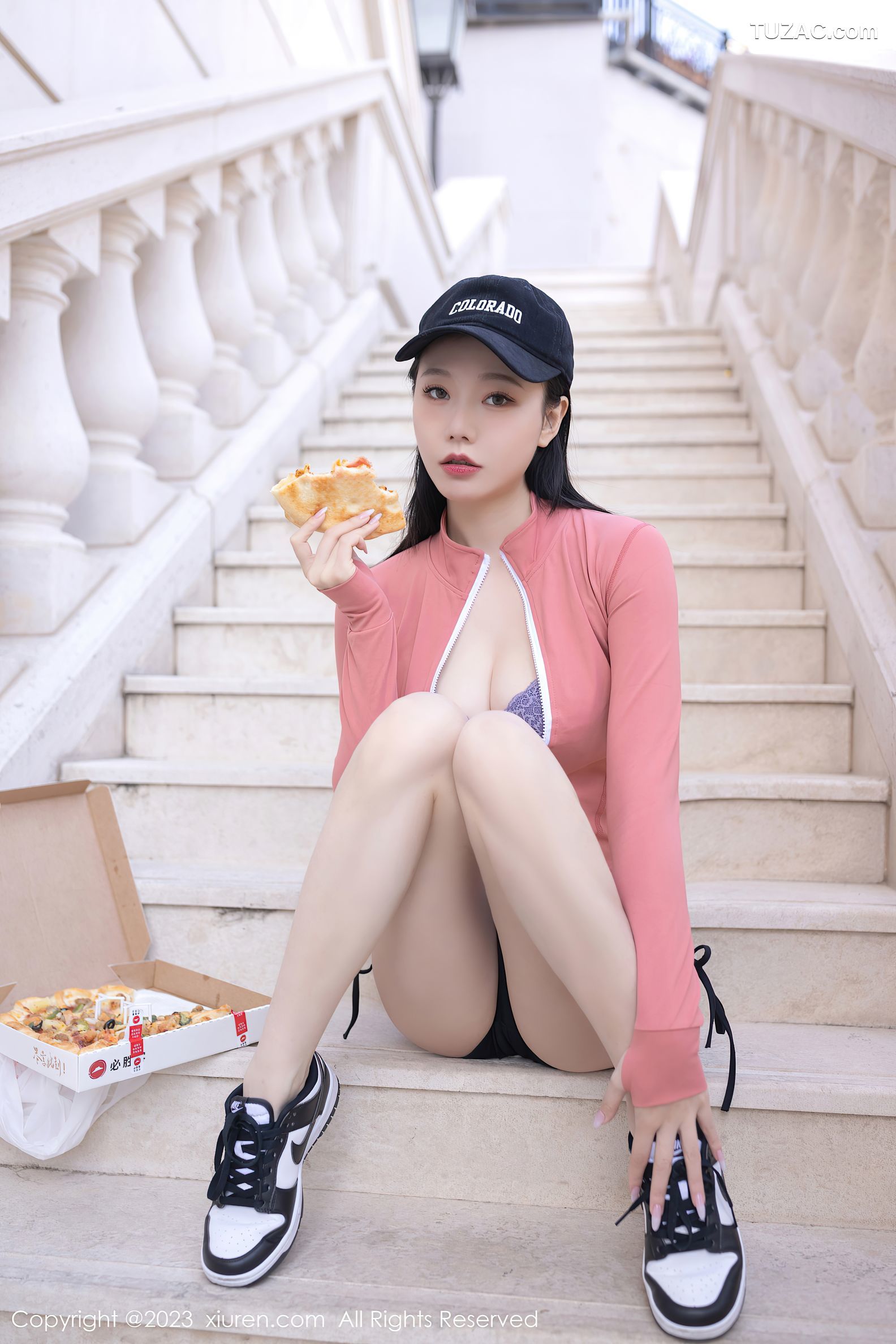 XiuRen秀人网-6487-安然Anran-粉色运动上衣黑短裙蕾丝内衣-2023.03.28